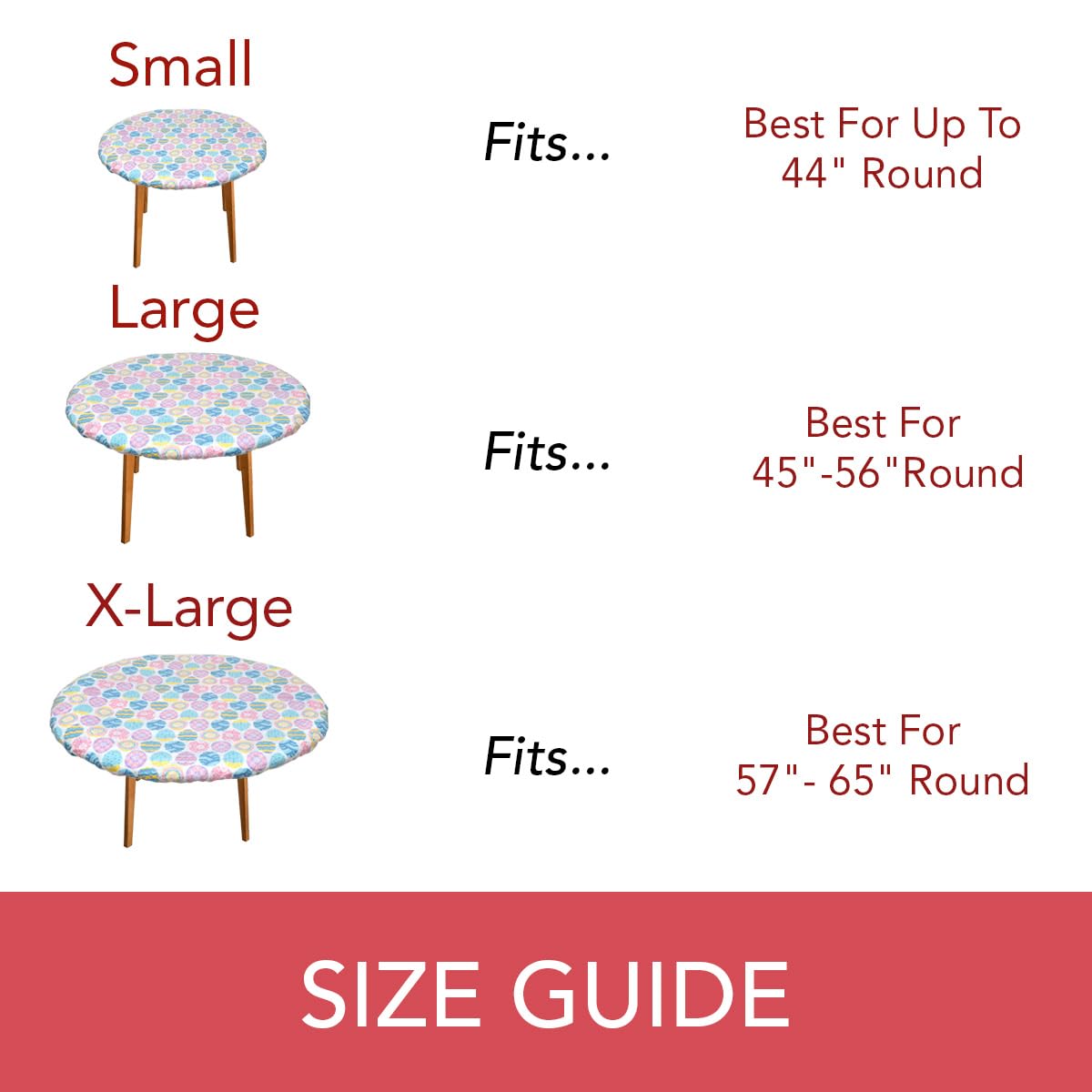 Deluxe Elastic Edged Flannel Backed Vinyl Fitted Tablecloth - Easter Design Small Round Table Cover (40-44 inch Diameter) for Holiday Dining, Kitchen Decor & Party Table Setting