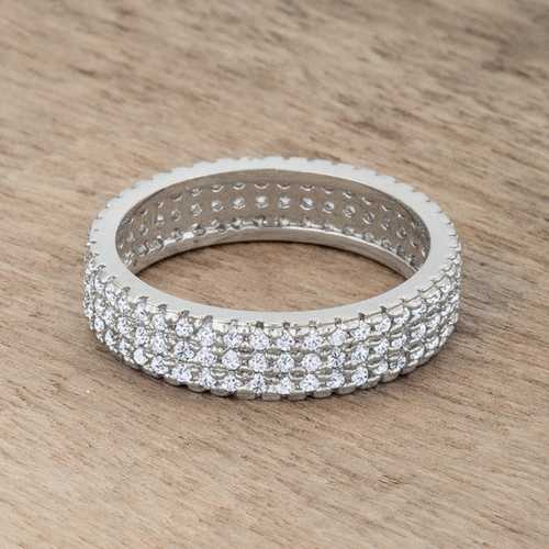 1.3ct Cubic Zirconia Rhodium-Plated Classic Wedding Band Ring for Women - Elegant Bridal Jewelry & Anniversary Gift