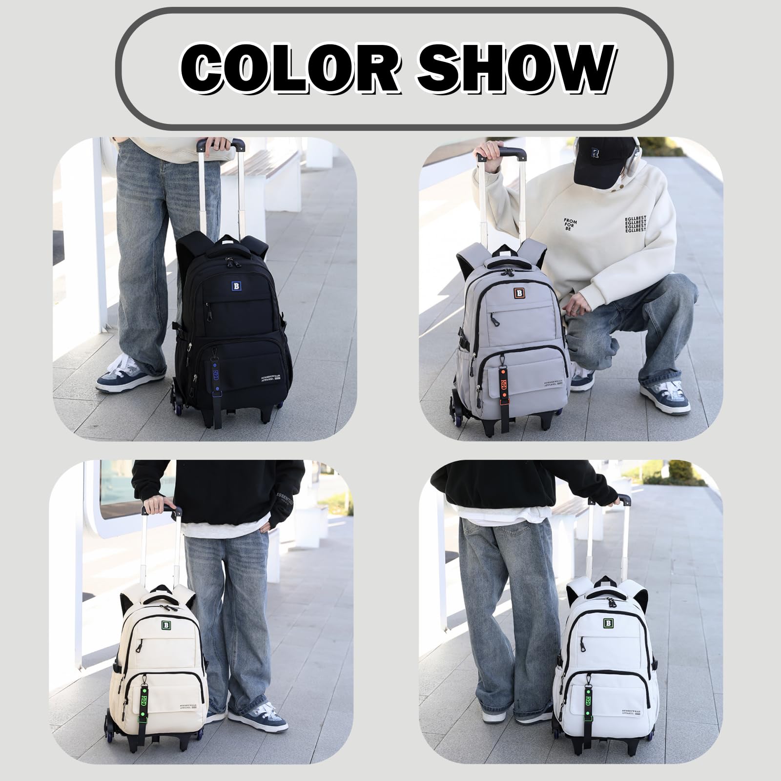 Rolling Backpack for Boys & Kids - Wheeled School Backpack with Trolley Handle for Teens & Elementary Students | Perfect for School, Travel & Daily Commute