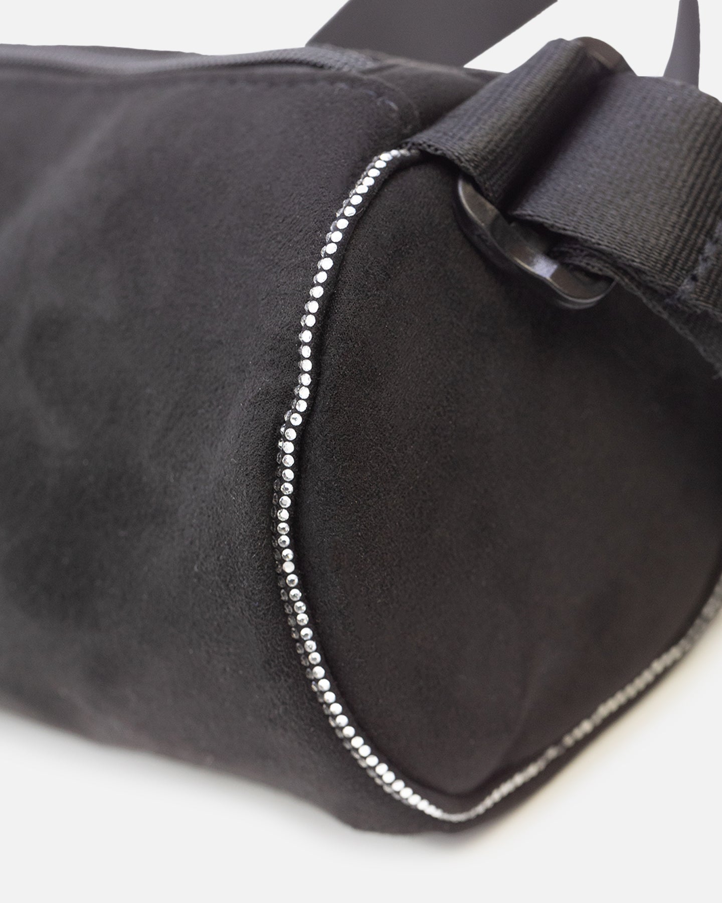 Adidas Rhinestone-Embellished Faux Suede Mini Duffel Bag for Women - Stylish Black Gym Bag for Workout, Travel & Weekend Getaways