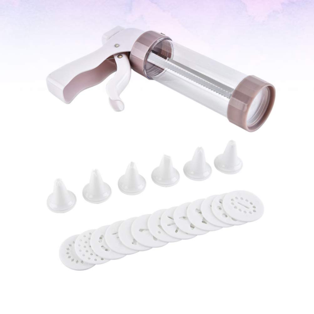 Hemoton 12-Piece Cookie Press Kit with 8 Stainless Steel Piping Tips - Professional Cookie Maker & Dessert Decorator Set for Baking, Cake Decorating, Cupcakes - Perfect for Home Bakers & Professional Kitchens (White)