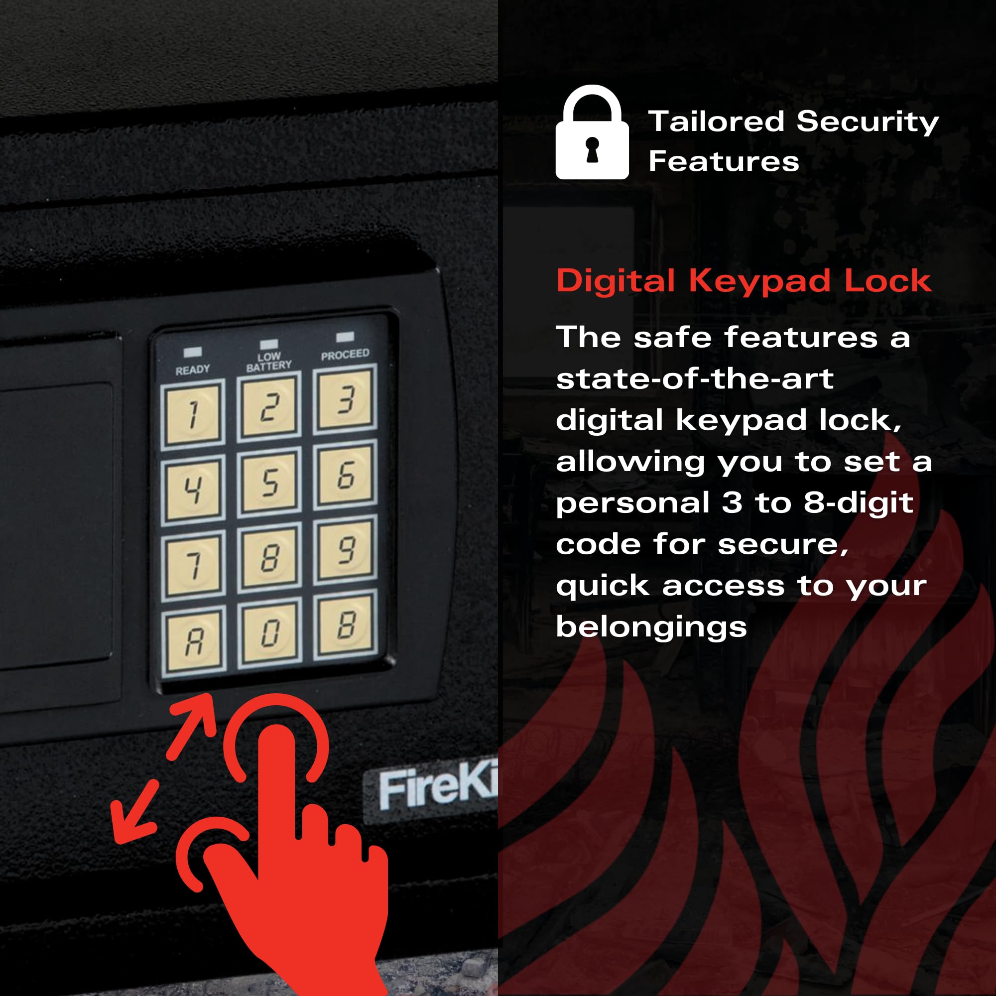 FireKing Gary Personal Safe with Electronic Lock - Compact Home Safe for Cash, Jewelry & Documents - Secure Storage with Bolt Down Kit & Programmable Code - Ideal for Bedroom, Office & Travel Use (Gray)