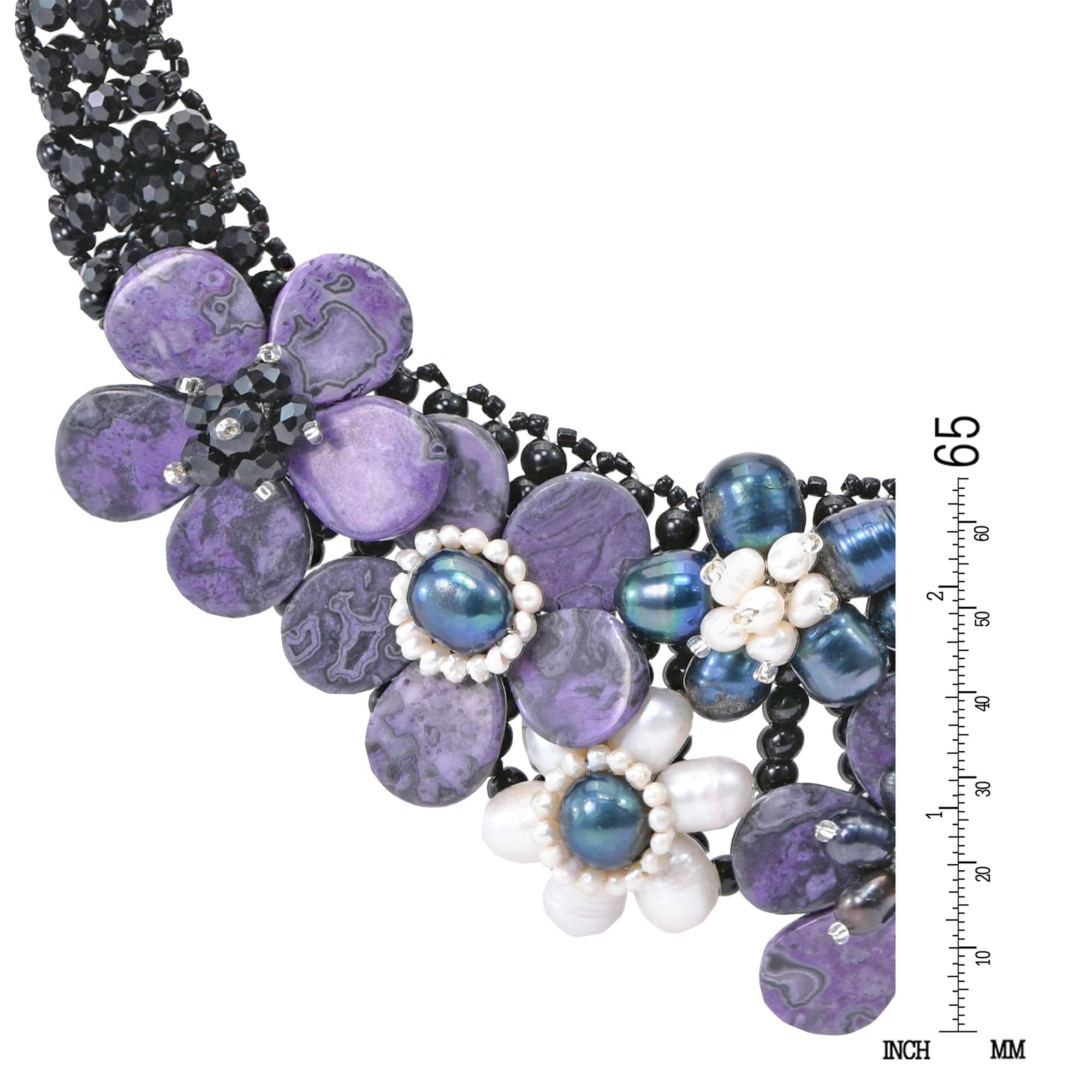 Purple Blossom Pearl Crystal Necklace for Elegant Occasions