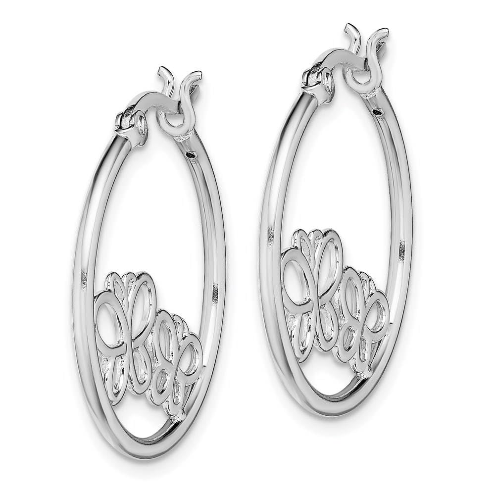 Stylish 25mm Sterling Silver Double Butterfly Hoop Earrings for Women - Perfect for Parties, Weddings & Everyday Wear