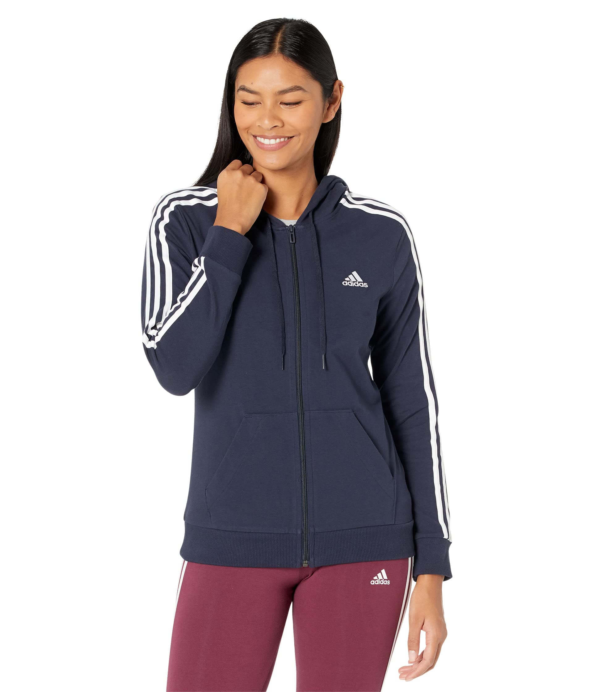 Adidas Women's Essentials Logo Full-Zip Hoodie Sweatshirt | Lightweight Fleece Jacket for Casual Wear, Gym & Outdoor Activities
