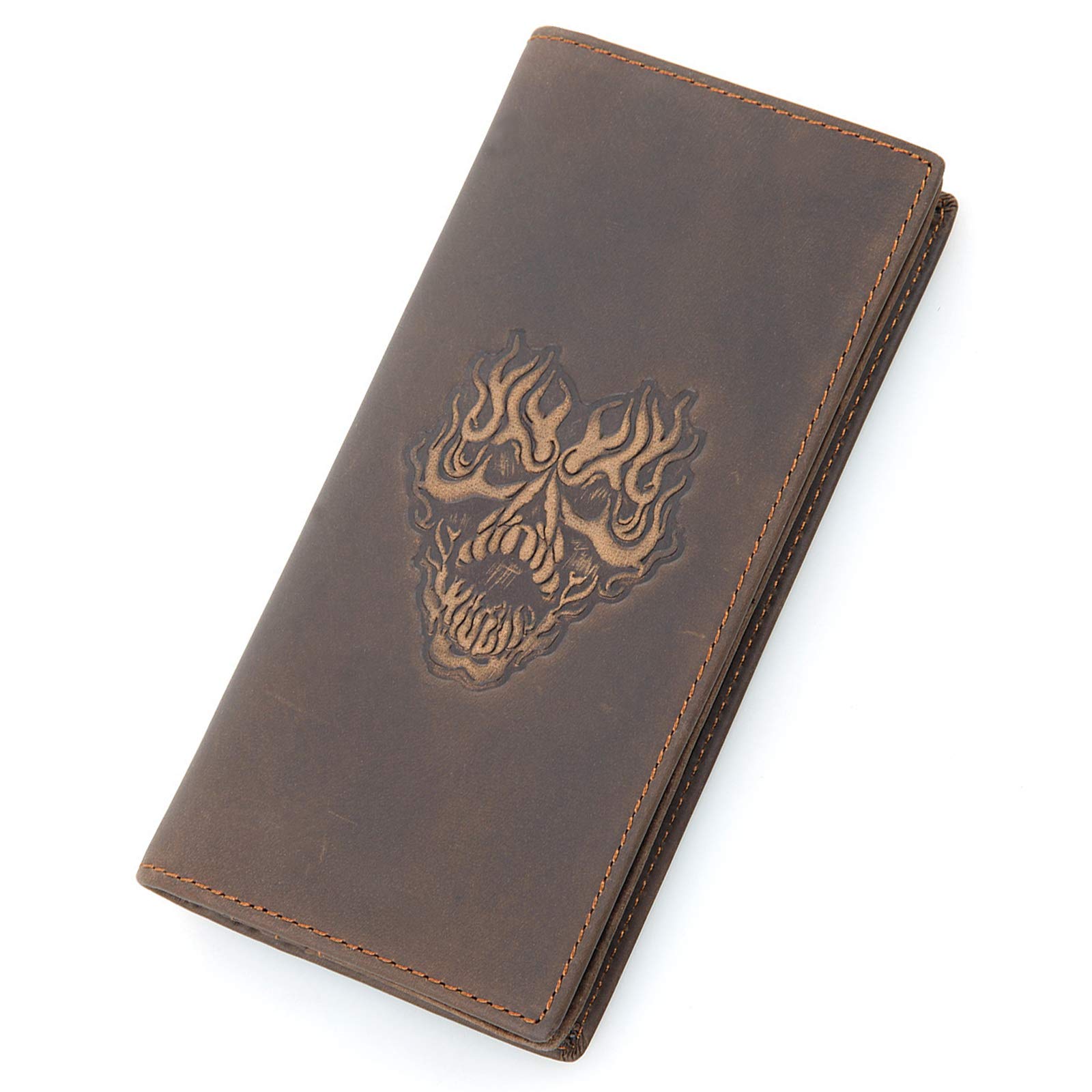 Everdoss Men's Genuine Leather Bifold Wallet with Skull Design - Slim RFID Blocking Wallet for Cash & Cards - Perfect for Everyday Use, Travel & Gifts