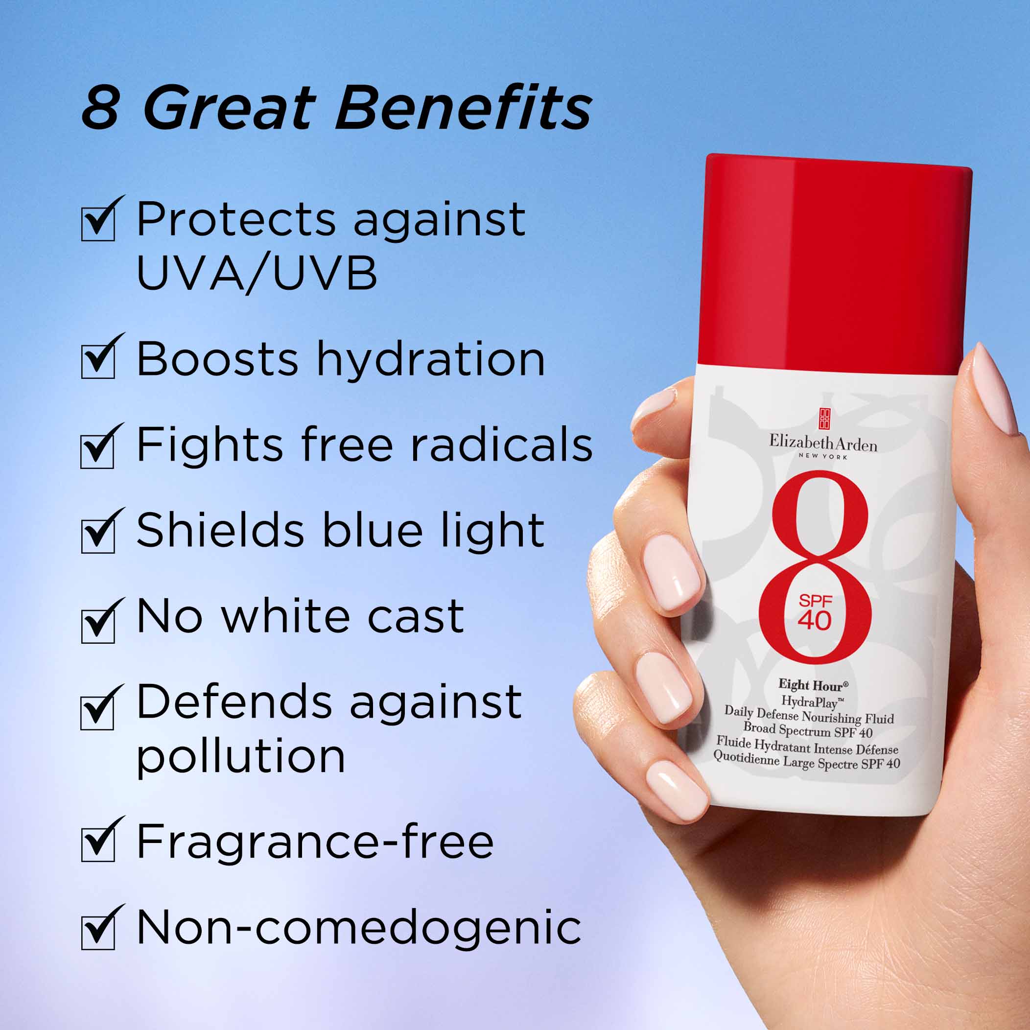 Eight Hour® HydraPlay™ Daily Defense Nourishing SPF 40 Moisturizer - Broad Spectrum Sun Protection for Face & Neck - Perfect for Daily Skincare & Outdoor Activities