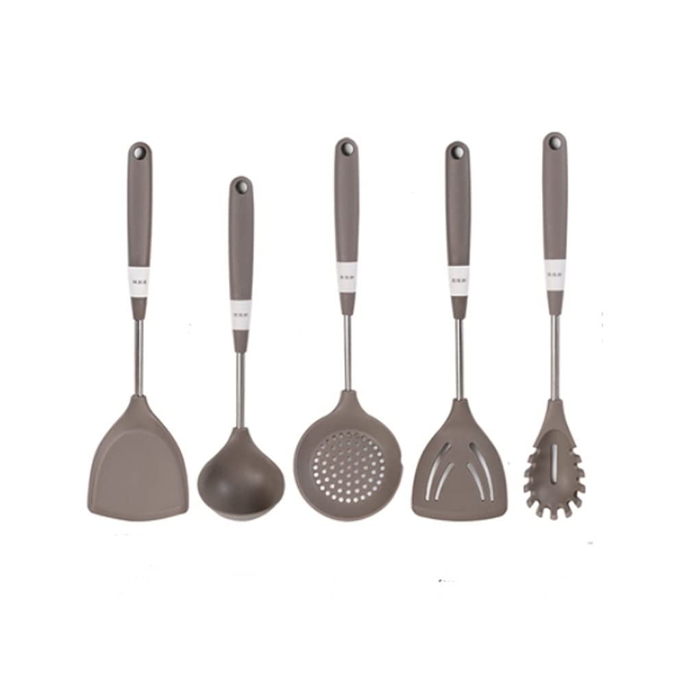 Premium Gray Silicone Cooking Utensil Set - Non-Stick Kitchen Tools with Ergonomic Handle (Spatula, Ladle, Egg Beater, Turner) - Perfect for Baking, Frying & Everyday Cooking