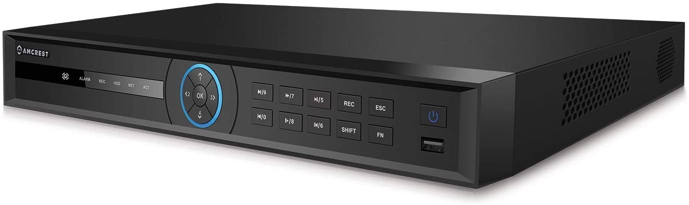 Amcrest 4K NV5216E-8P 16-Channel PoE NVR with 8-Port Switch - Supports 16 x 4K IP Cameras & 2 x 10TB HDDs (Not Included) - Ideal for Home Security, Business Surveillance & 24/7 Monitoring Systems