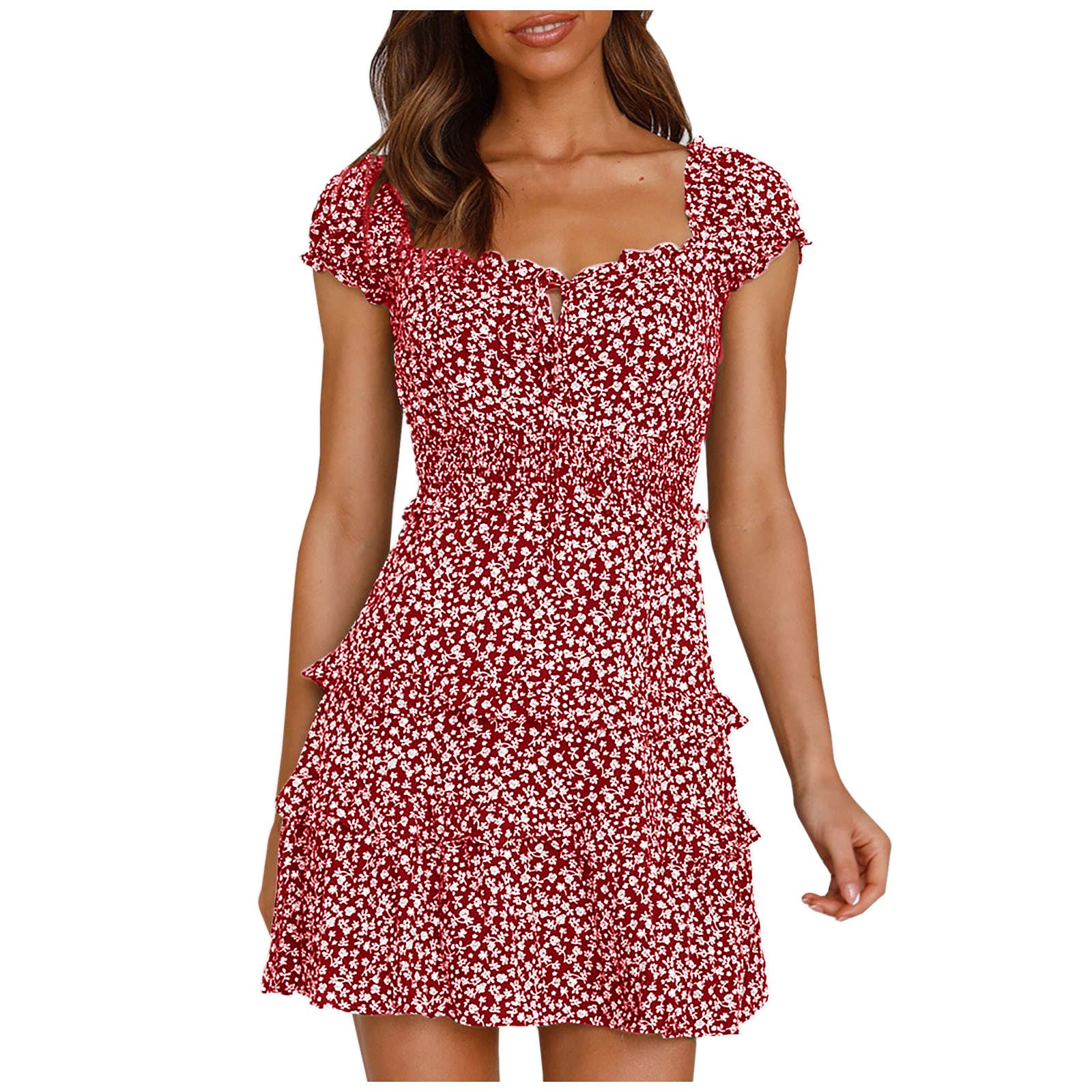 Women's Lightweight Twill Tiered Midi Summer Dress - Breathable Tennis Dress & Casual Petite Dress for Outdoor Sports, Beach Vacations & Summer Parties