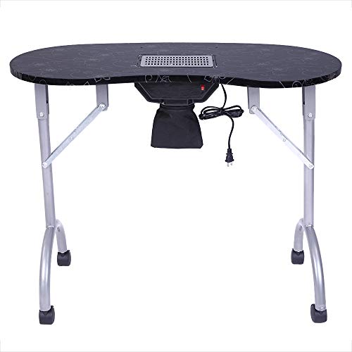 Portable MDF Manicure Table with Dust Collector, Cushion & Fan - Professional Spa & Beauty Salon Equipment for Nail Art, Pedicure & Manicure Services - Black