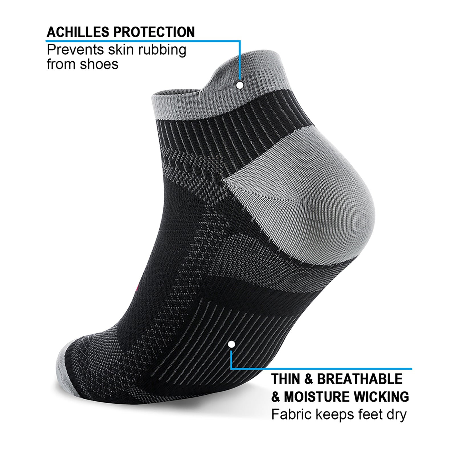 GECKOMAN x PAPLUS Ankle Compression Running Socks for Men & Women - 2 Pairs Pack - Moisture Wicking & Breathable for Marathon, Hiking, Gym Workout & Sports Performance
