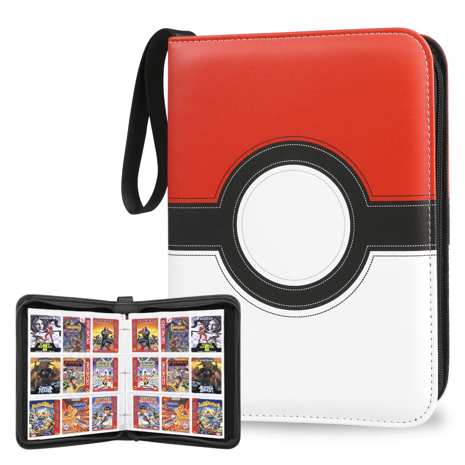 Premium 9-Pocket Pokemon Card Binder with Zipper & Sleeves - Waterproof 720-Card Collector Album with 40 Removable Sheets - Compatible with Pokemon & Football Trading Cards (Red) - Perfect for Card Storage, Organization & Travel Protection