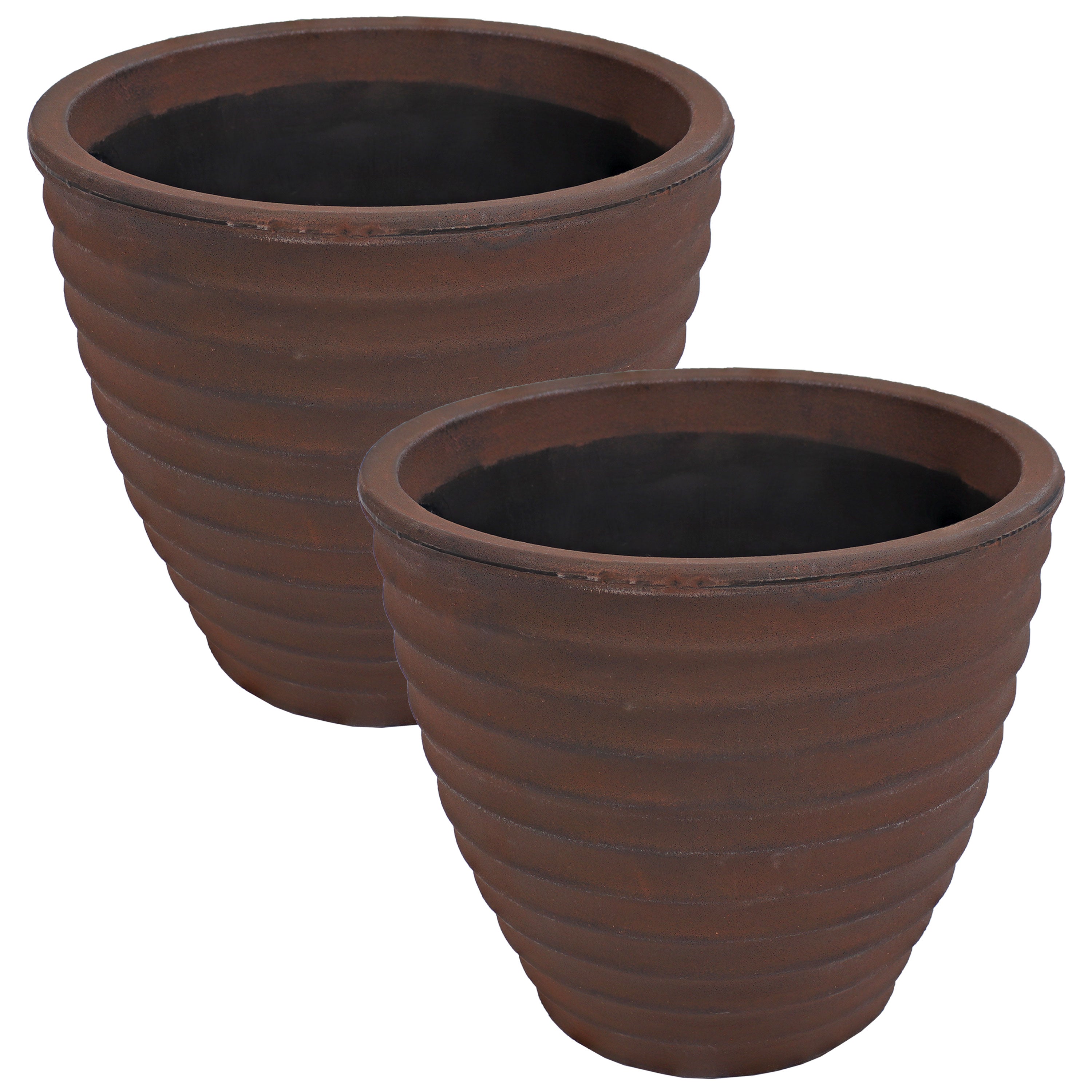 Sunnydaze Polyresin Ribbed Outdoor Plant Pot - Rust-Resistant Garden Decor for Patio, Deck & Balcony | Perfect for Succulents, Herbs & Flowers