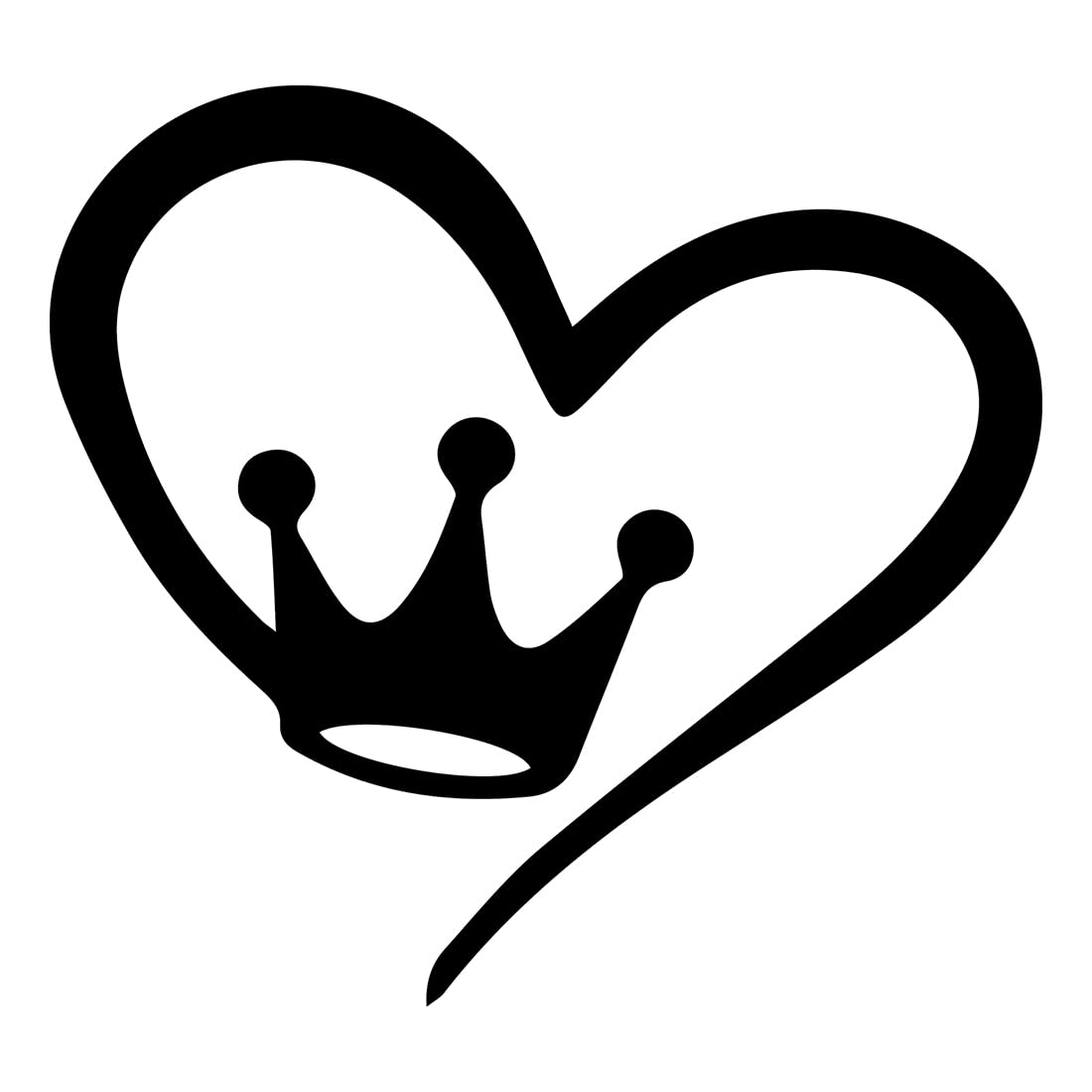 Premium Waterproof Vinyl Decal Stickers - Crown Heart Love (Black) Set of 2 - Durable Laptop, Phone, Helmet & Car Window Stickers - Perfect for Bumpers, Mugs, Cups, Doors & Wall Decor - Great for DIY Home, Office & Vehicle Customization