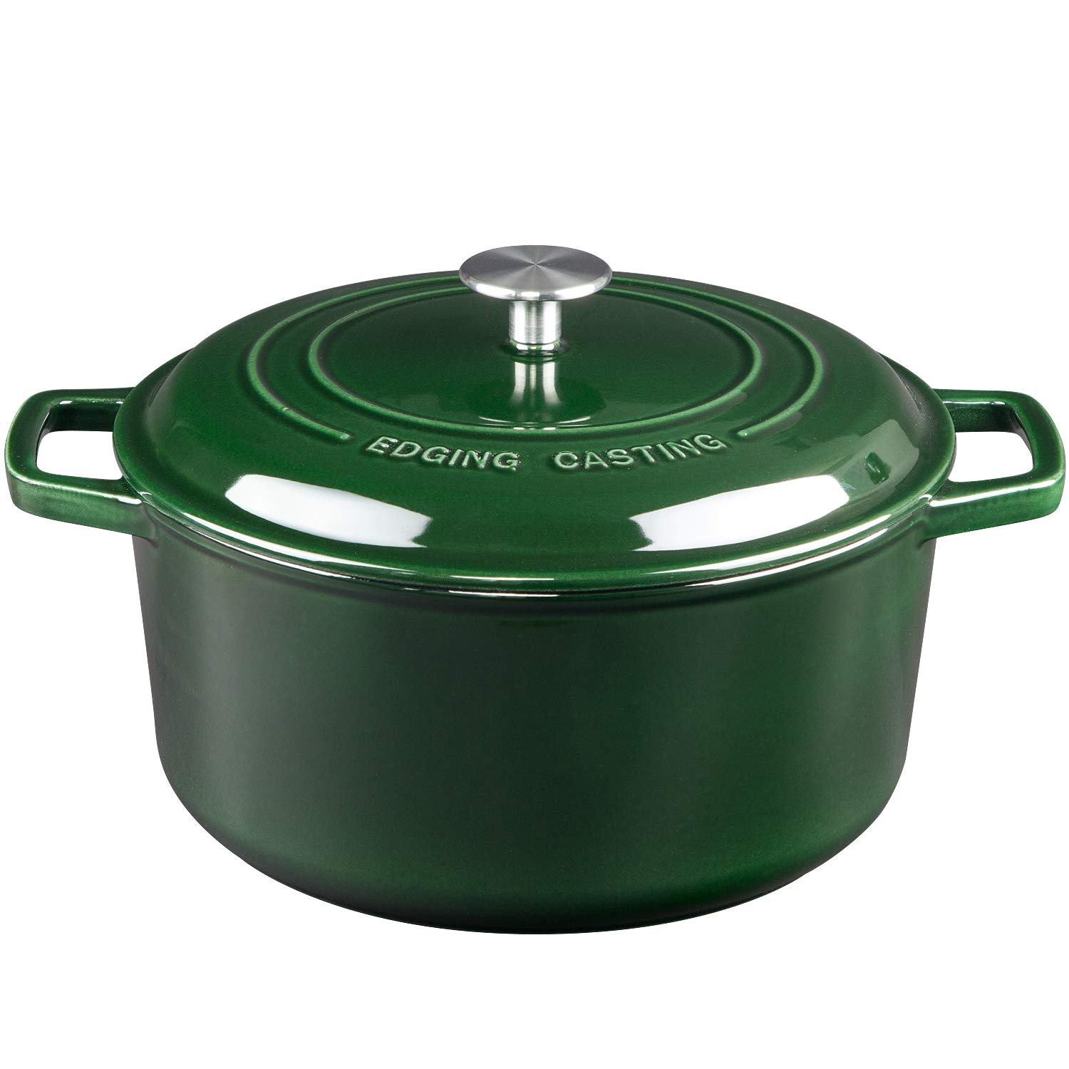 **6 Quart Enameled Cast Iron Dutch Oven with Lid – Green Round Pot for Sourdough Bread Baking, Braising, Stewing & Camping – Dual Handles for Easy Cooking**