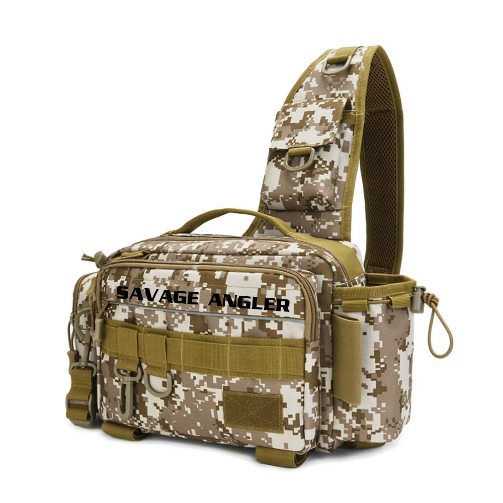 Savage Angler Multifunctional Tactical Fishing Tackle Bag - Waterproof Fishing Backpack with Multiple Pockets for Lures & Gear - Perfect for Bass, Trout & Saltwater Fishing - Great for Camping, Boat Trips & Shore Fishing
