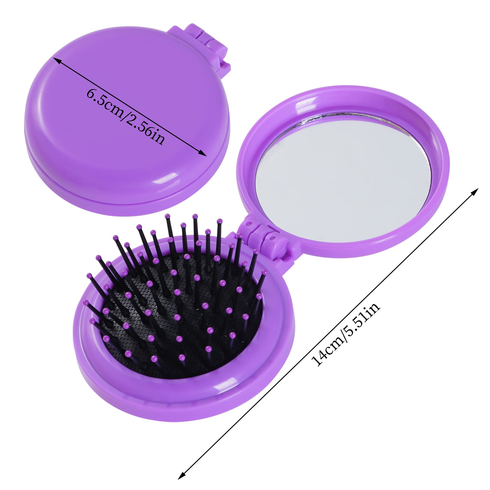 2pcs Portable Folding Hair Brush with Mirror for Travel - Compact for Wet/Dry Hair, Perfect for Women & Girls On-the-Go
