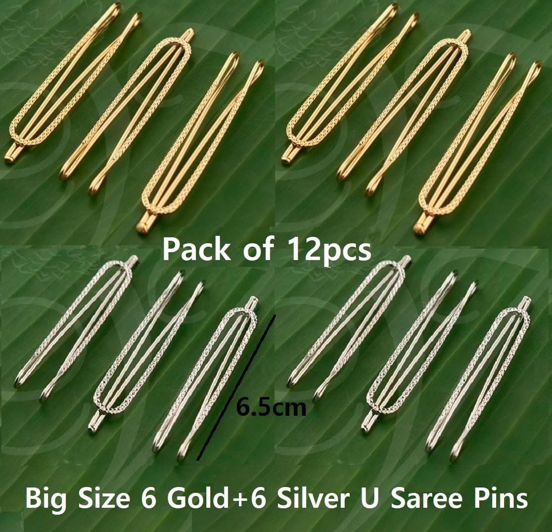 VAMA Strong Metal Saree Hijab Pallu Dupatta Chunari Pins - Multi-Purpose Clip On Brooch for Women | Perfect for Saree Draping, Hijab Styling & Dupatta Securing