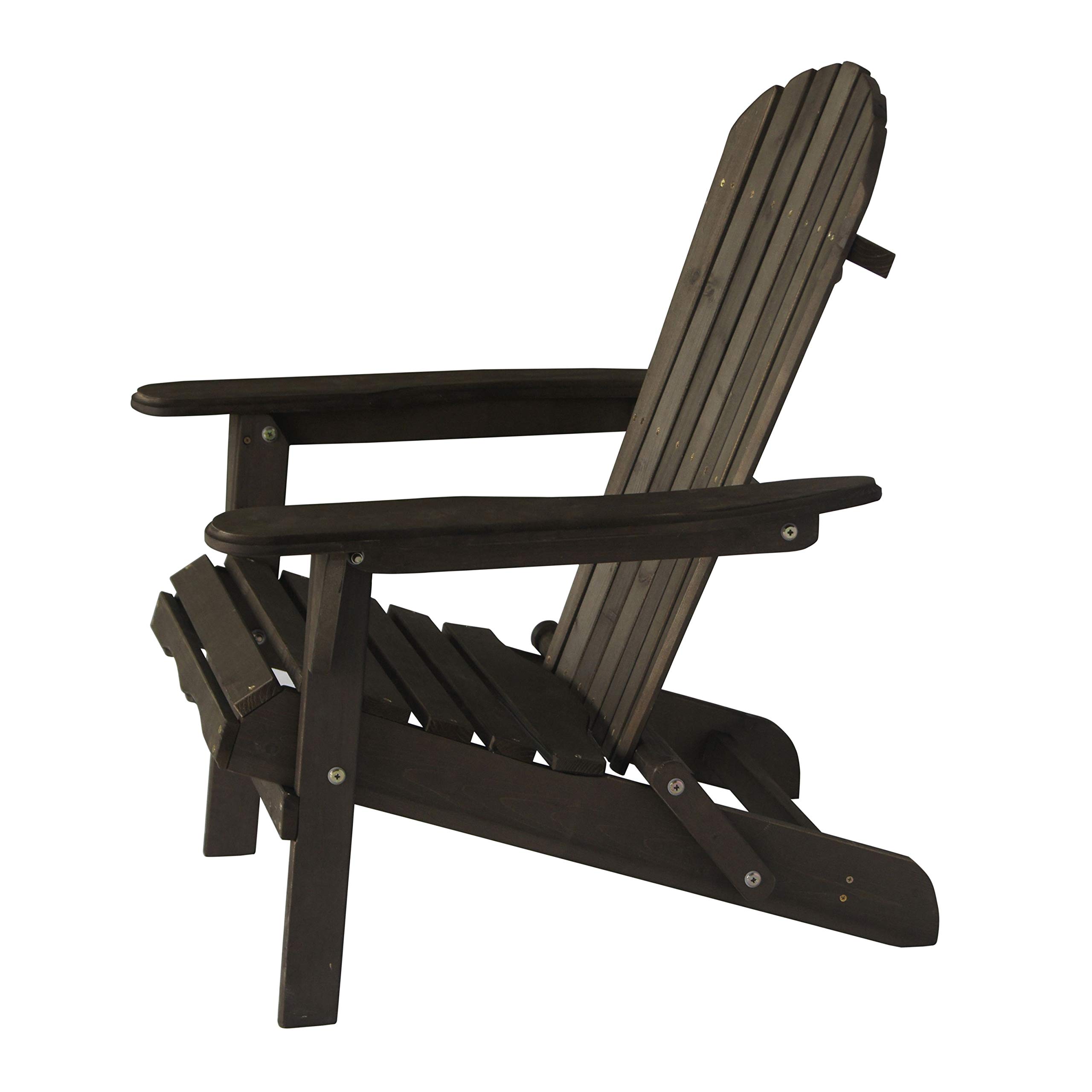 W Home Oceanic Adirondack Chair - Dark Brown Outdoor Patio Furniture for Backyard, Poolside, Garden & Beach Relaxation