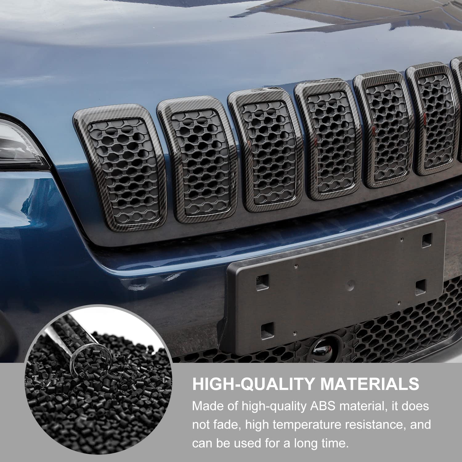 JeCar Grill Inserts for 2019-2023 Jeep Cherokee - Carbon Fiber Style Upgrade | Off-Road & Street Customization Accessories