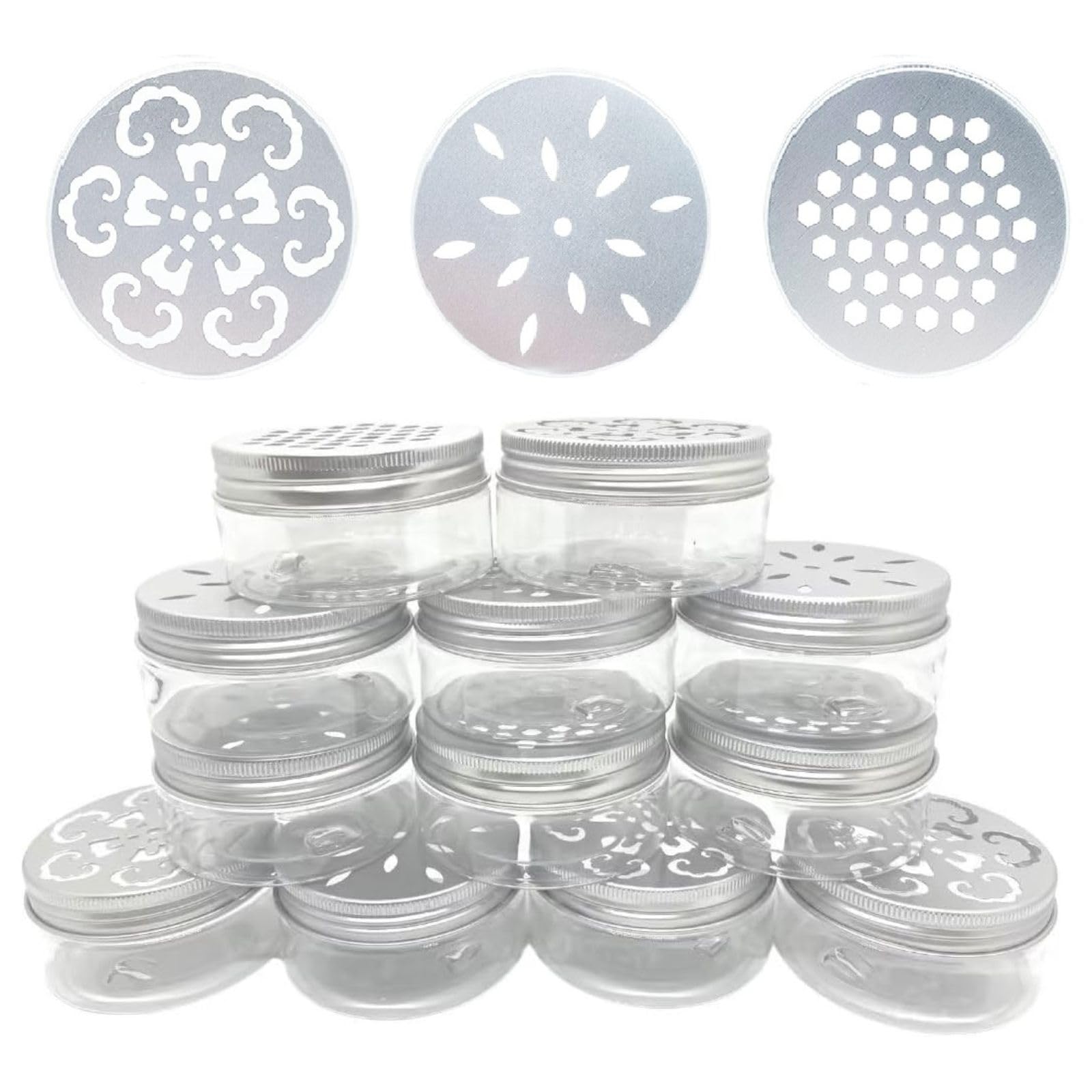12-Piece Set of 3 Style Solid Perfume & Aroma Diffuser Empty Jars - 80ml (2.7oz) Round Containers with Hollow Screw Lids - Perfect for DIY Aromatherapy, Essential Oils, Wax Melts & Home Fragrance Storage (Great for Bathroom, Bedroom, Office & Car Use)