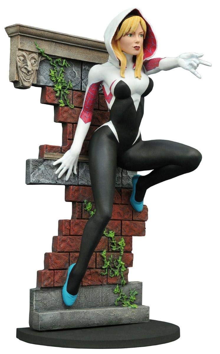 Marvel Gallery Spider-Gwen Unmasked 9-Inch PVC Action Figure Statue | Exclusive Collectible for Marvel Fans | Perfect for Display, Gifts & Comic Book Collections