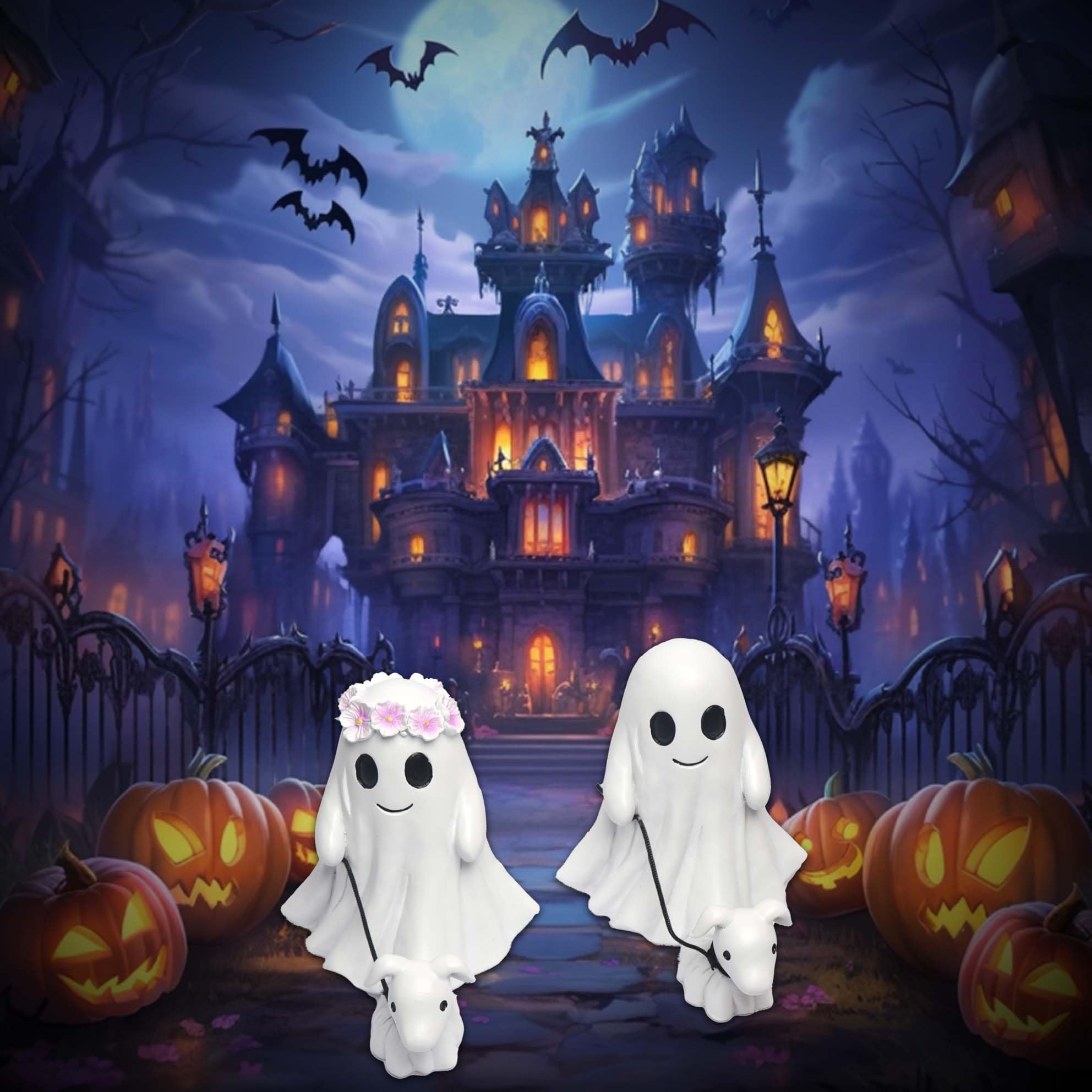 Halloween Ghost Walking Dog Statue - Spooky Cute Ghost Dog Figurine for Home & Tabletop Decor - Perfect for Halloween Party, Yard Display & Gift for Boys