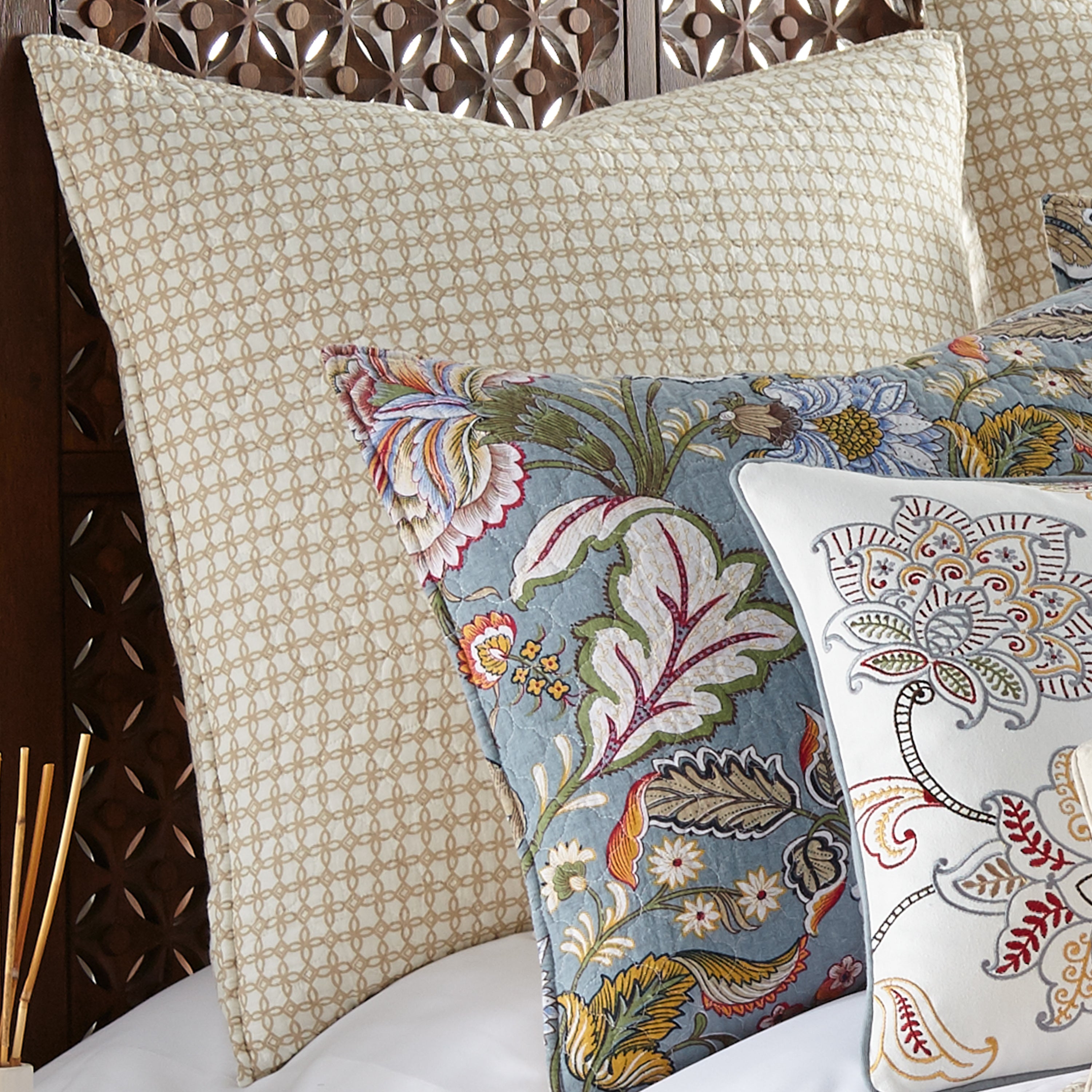 Premium Angelica Euro Shams Set of 2 - Luxury 100% Cotton Decorative Pillow Covers for Bedroom & Living Room Decor