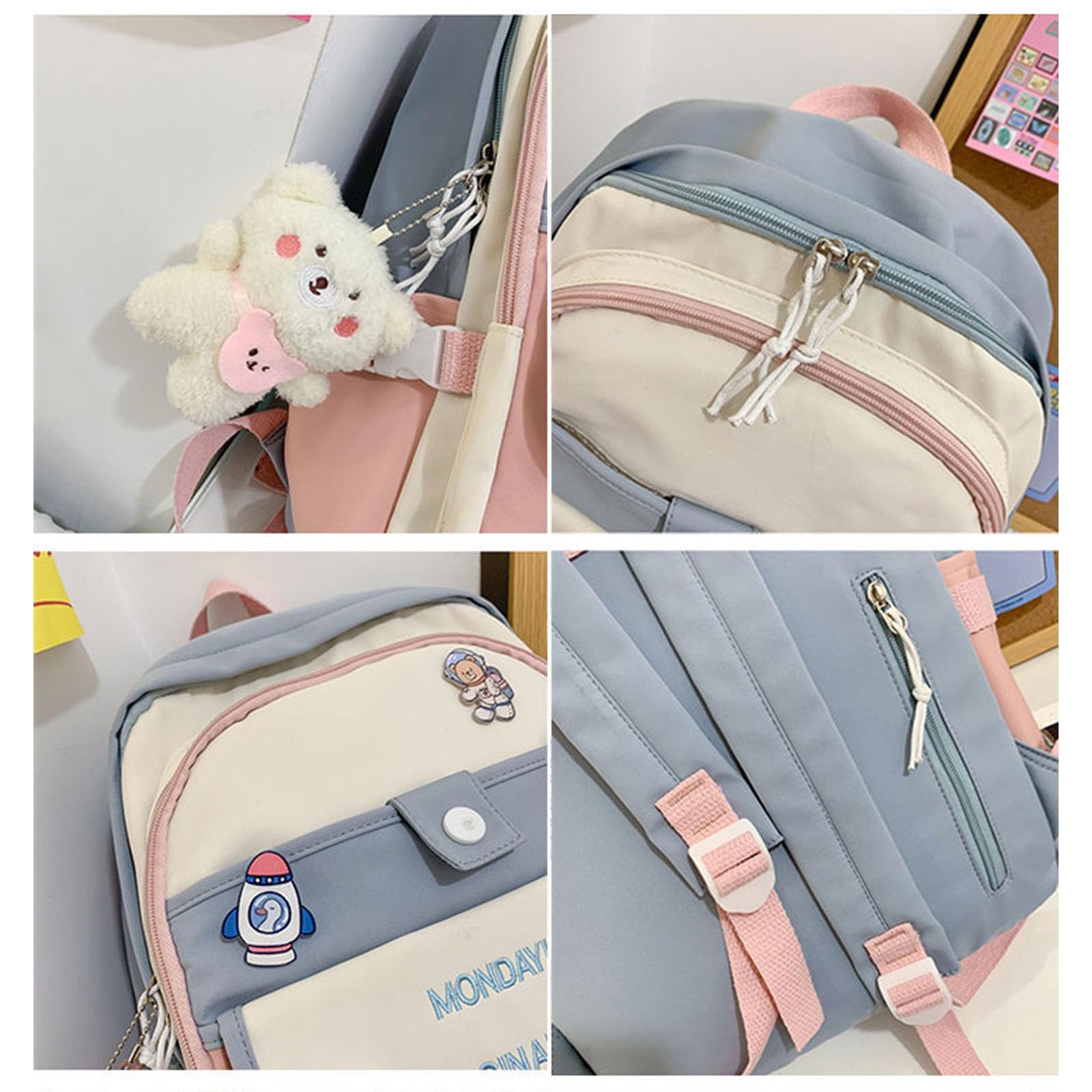 Kawaii Cute Backpack for School - Aesthetic Pink Backpack with Accessories | Girls' School Supplies, College, Travel & Everyday Use