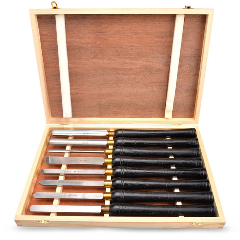 8Pcs Professional Wood Turning Tools Set - Wood Rasp File & Carving Knife DIY Hand Tools with Wooden Storage Case | Perfect for Woodworking, Furniture Making & Craft Projects