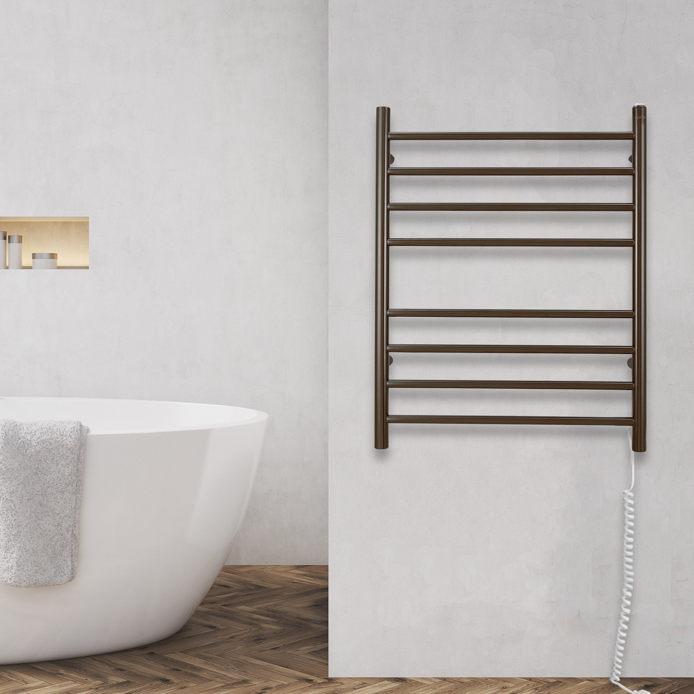 Prestige Dual 8 Bar Hardwired & Plug-in Towel Warmer - Oil Rubbed Bronze Stainless Steel - Perfect for Bathroom, Spa & Luxury Home Heating