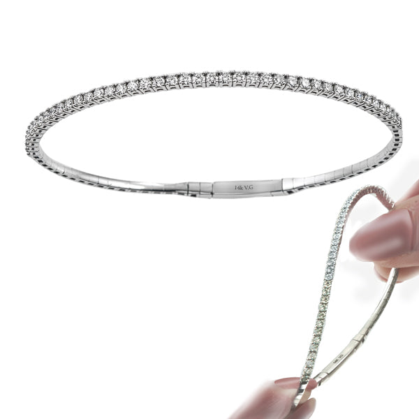 14K White Gold Lab-Grown Diamond Bangle Bracelet for Women - Elegant Tennis Bracelet for Weddings, Anniversaries & Special Occasions