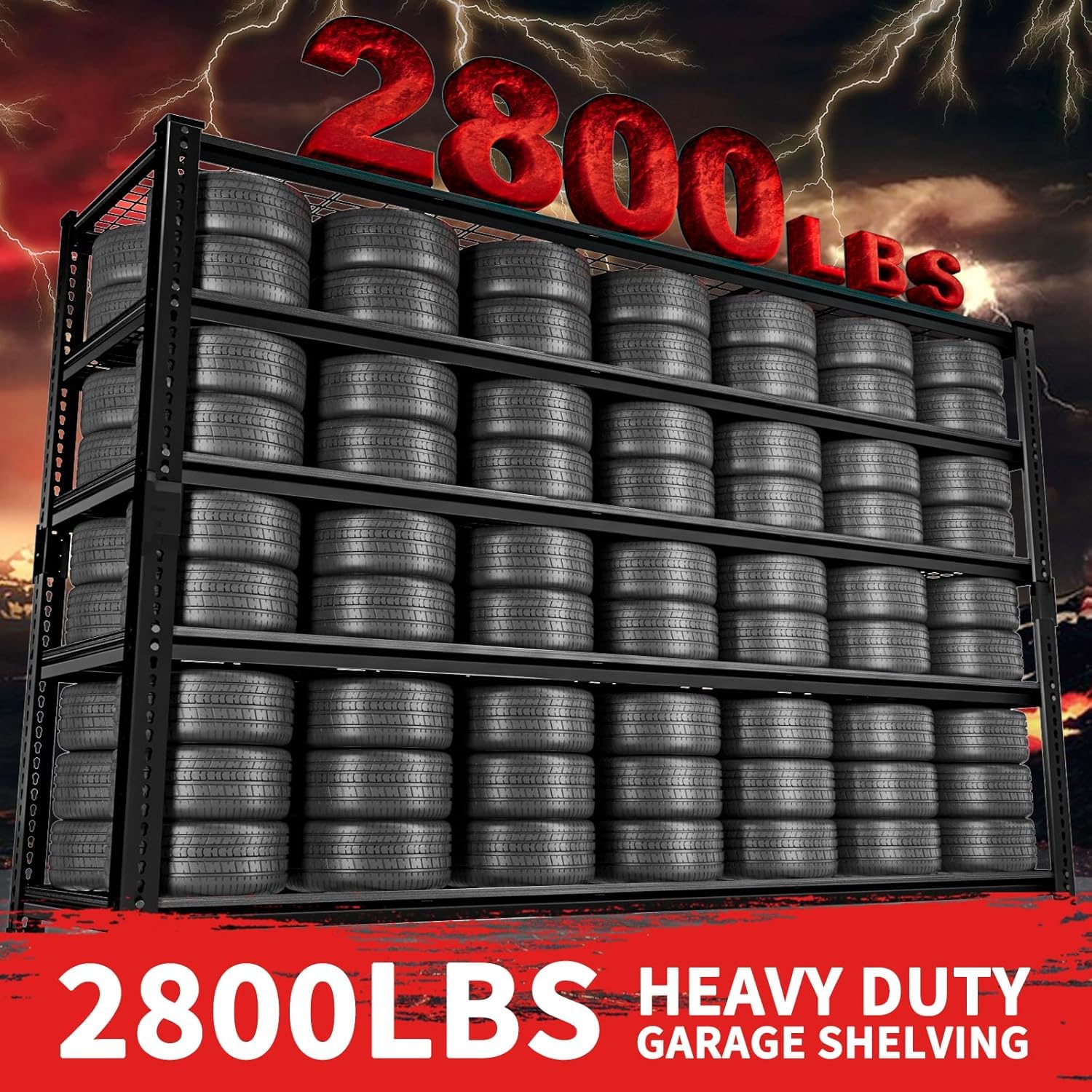 Heavy Duty 5-Tier Metal Storage Shelves 2800 LBS Capacity - 48