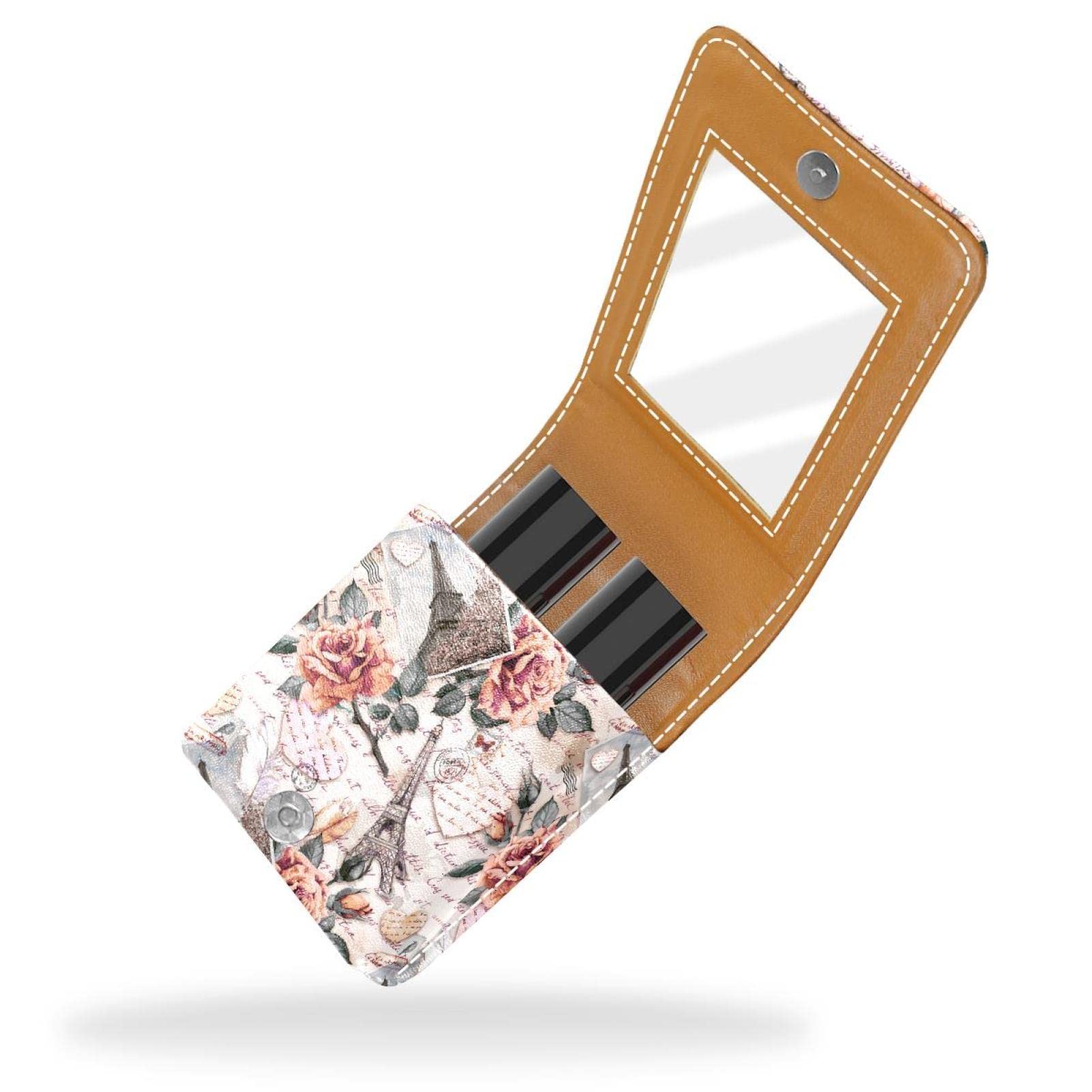 Personalized Lipstick Holder & Makeup Organizer - Vintage Paris Eiffel Tower Design with Rose - Portable Cosmetic Pouch for Travel, Home & Gift Giving