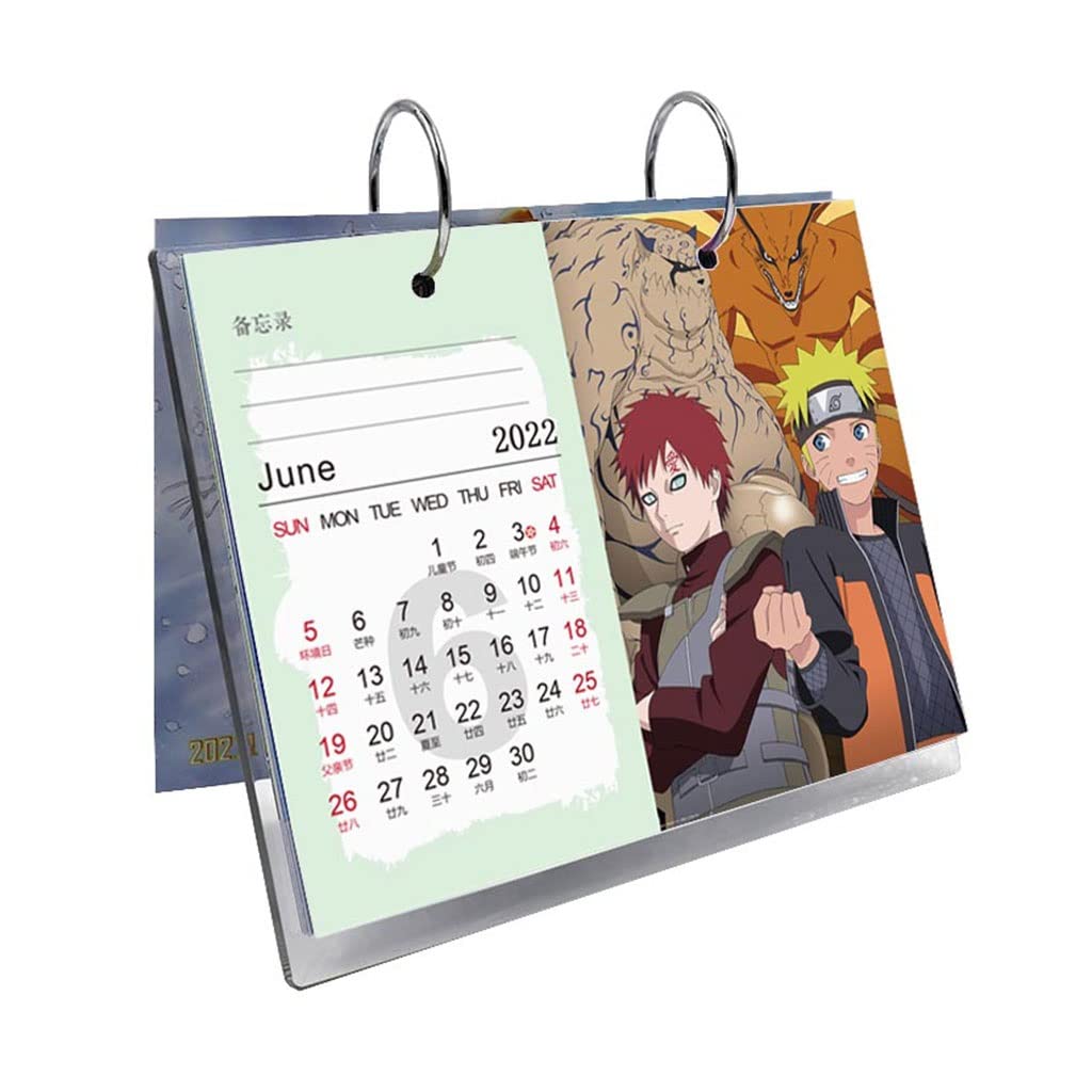 2022 Flip Page Anime Desk Calendar - 12 Month Standing Calendar with Acrylic Board | Perfect Gift for Anime Lovers | Office, Home & Dorm Room Decor