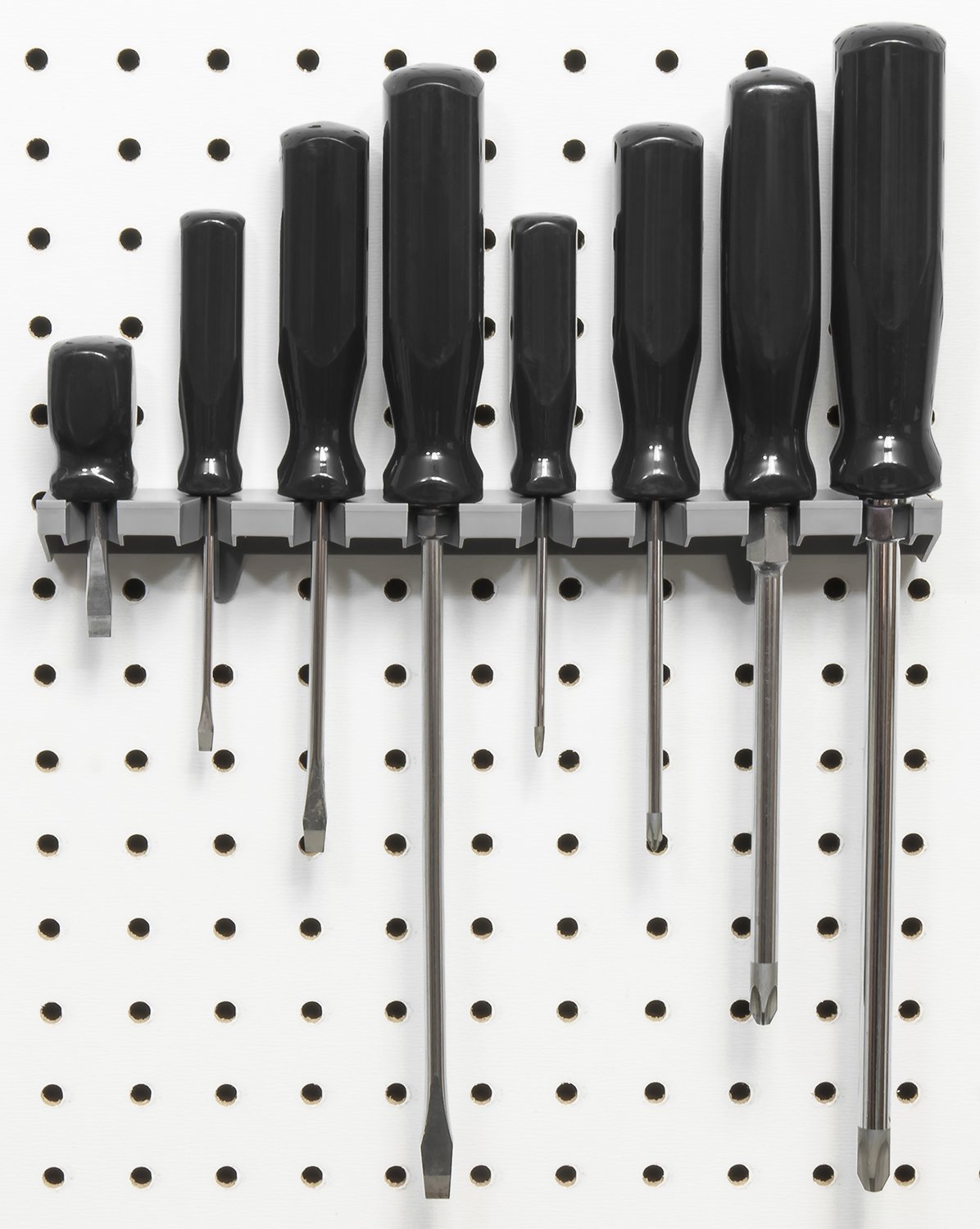 Ernst Manufacturing 5350 V-Slot Screwdriver Organizer - 8 Tool Holder for Workshop & Garage Organization (Grey) - Perfect for Tool Storage, DIY Projects & Professional Workspaces