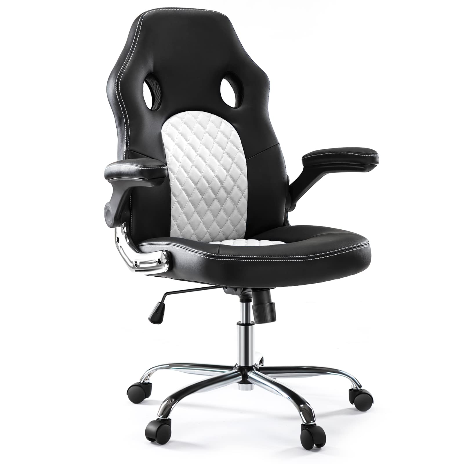 Ergonomic Gaming Chair with Flip-Up Armrests & Lumbar Support - PU Leather Office Computer Desk Chair for Adults - Perfect for Gaming, Working, and Home Office Use