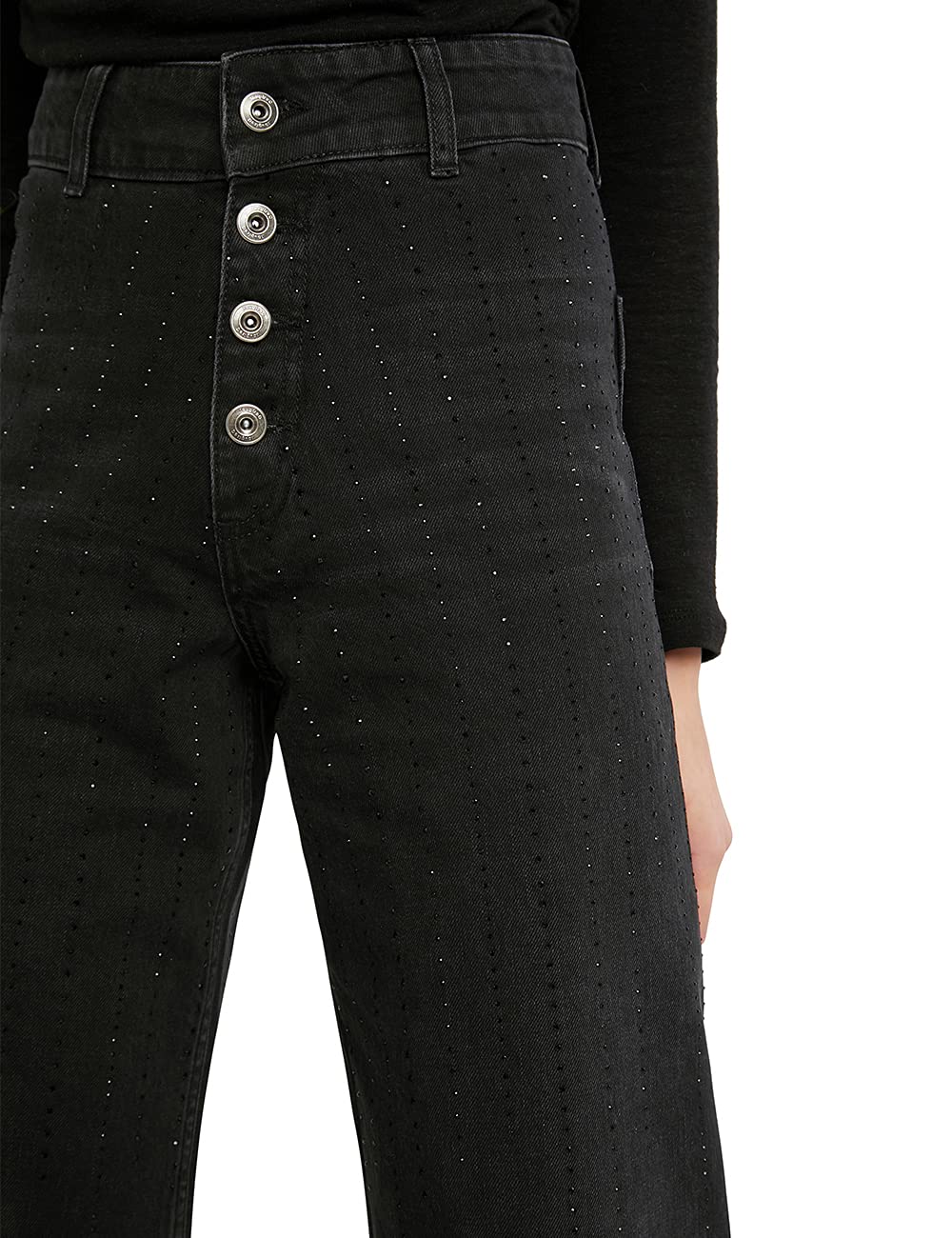 Desigual Women's High-Waisted Stretch Denim Jeans - Comfortable Slim Fit Long Pants for Casual Wear & Office Outfits