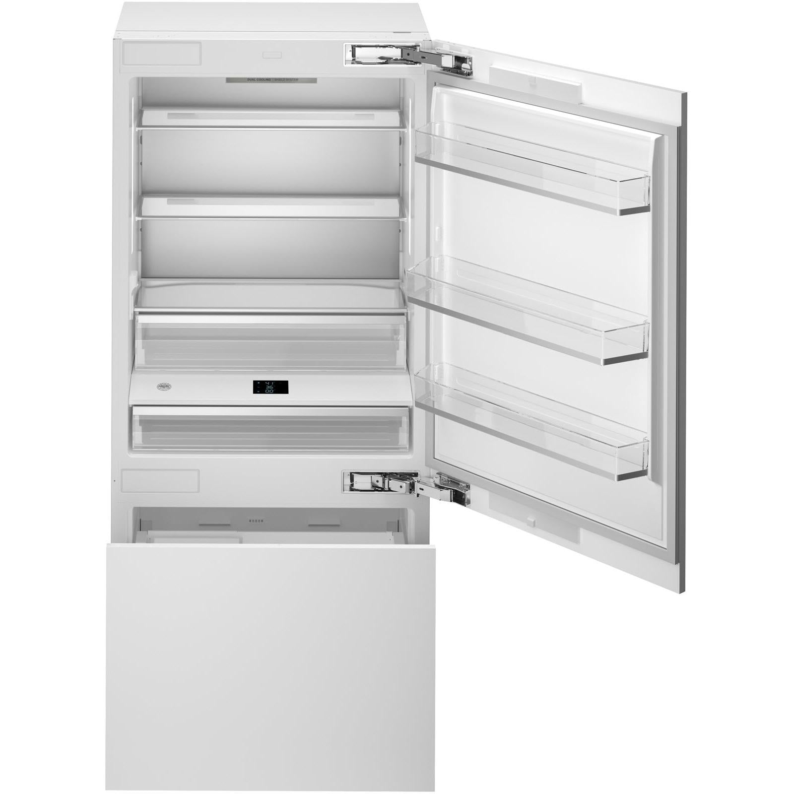 Bertazzoni 36 Inch Built-In Bottom Freezer Refrigerator - 19.8 cu.ft Capacity, Automatic Ice Maker, Stainless Steel (Model REF36BMBZPNV) - Perfect for Modern Kitchens and Open-Concept Homes