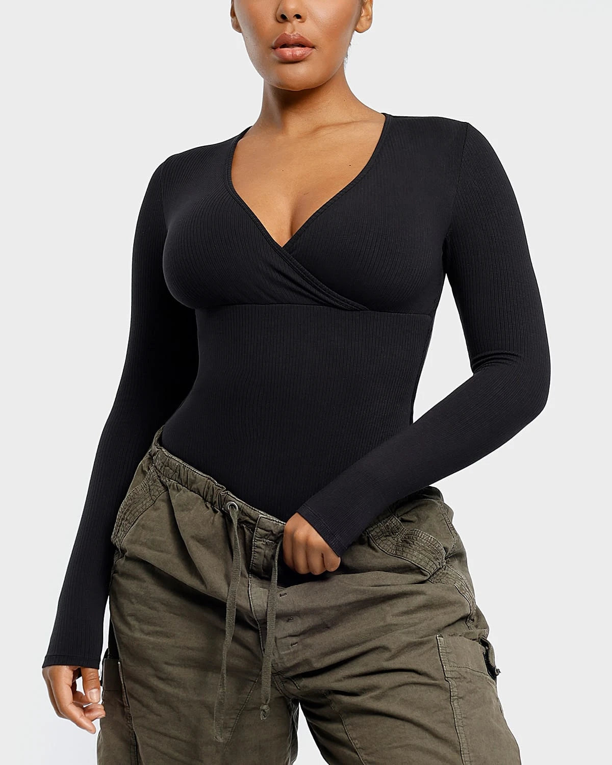 Stylish Cozy Ribbed Cut Out Bodysuit for Women - Perfect for Layering, Date Nights & Casual Outfits