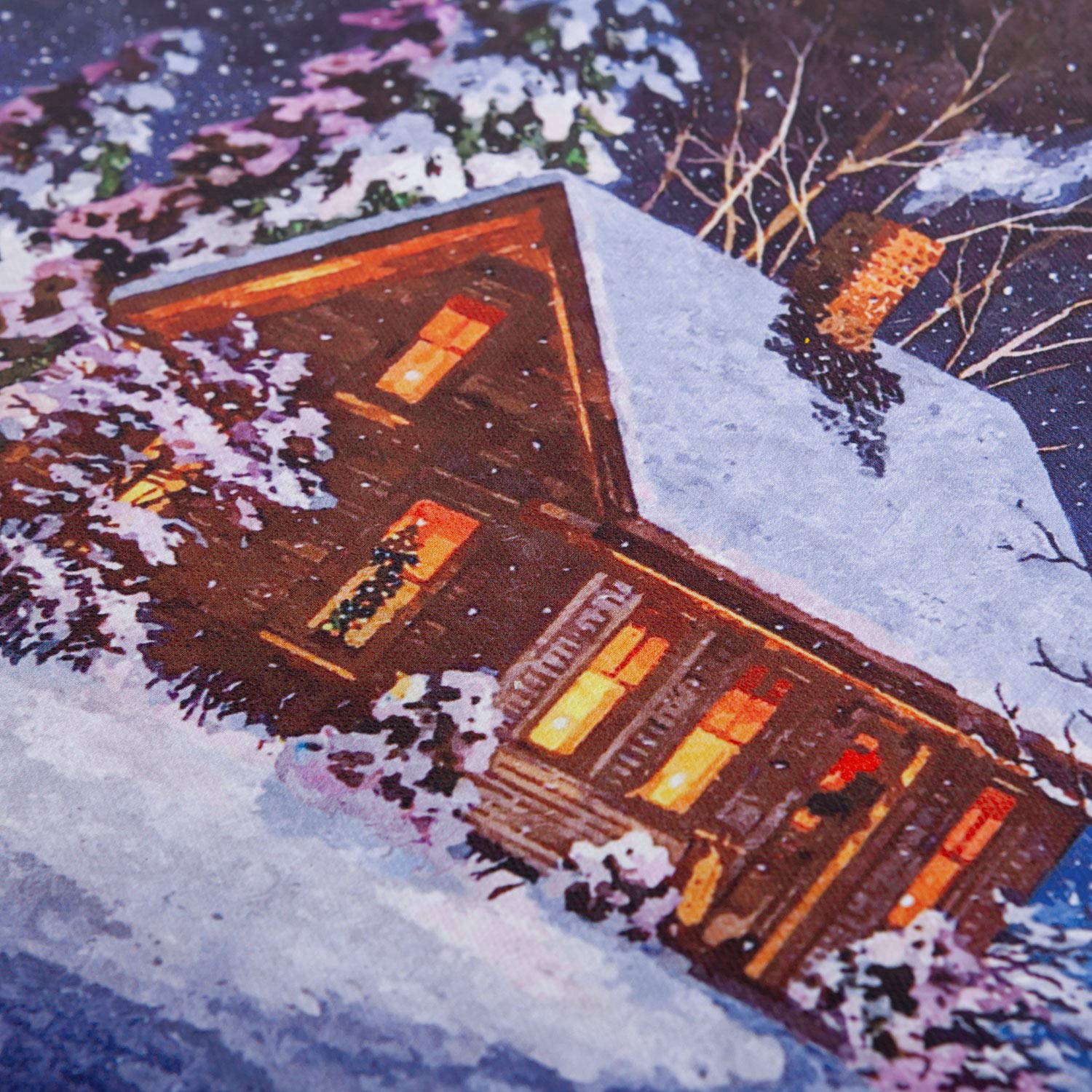 NIKKY HOME 16x12 Inch Christmas LED Lighted Canvas Wall Art - Snow House Holiday Decor for Living Room, Bedroom & Office