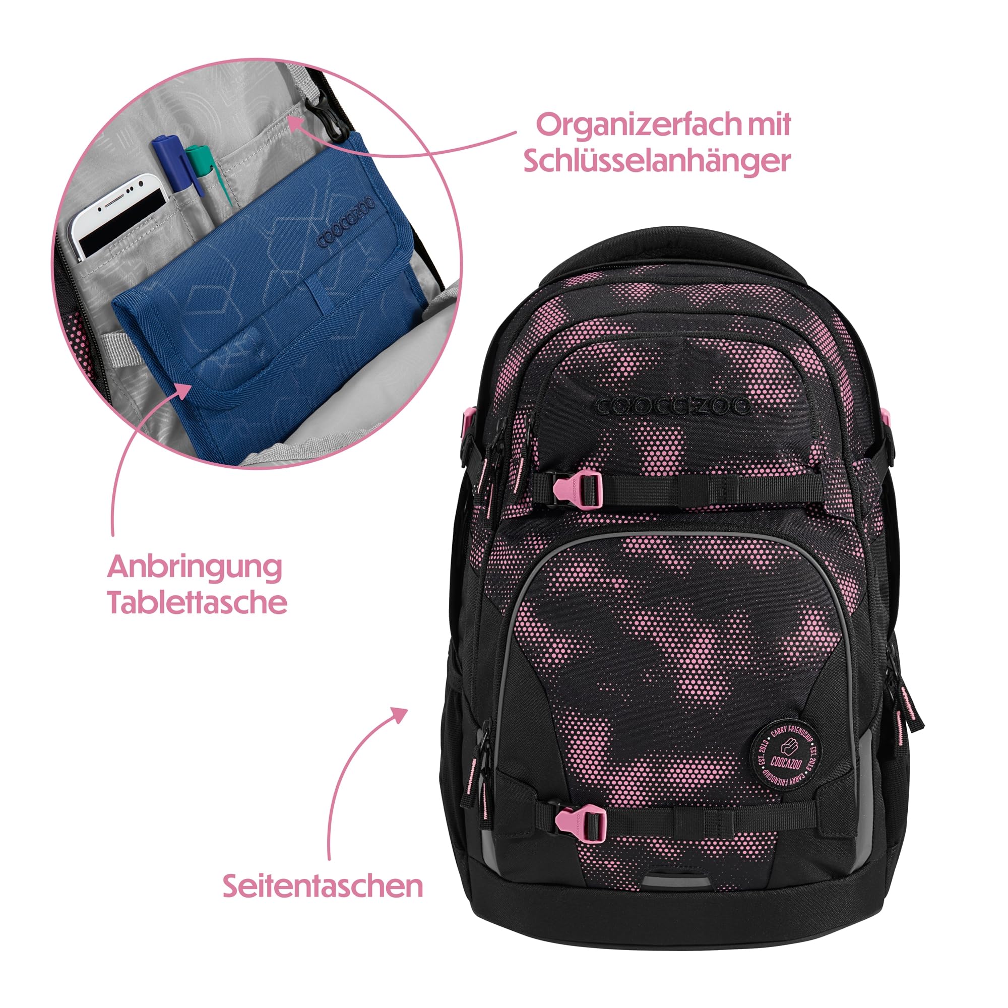 Coocazoo Porter Backpack for Women - Waterproof Travel Backpack with USB Charging Port, Pink Illusion Design | Perfect for Commuting, College, Business Trips & Outdoor Adventures