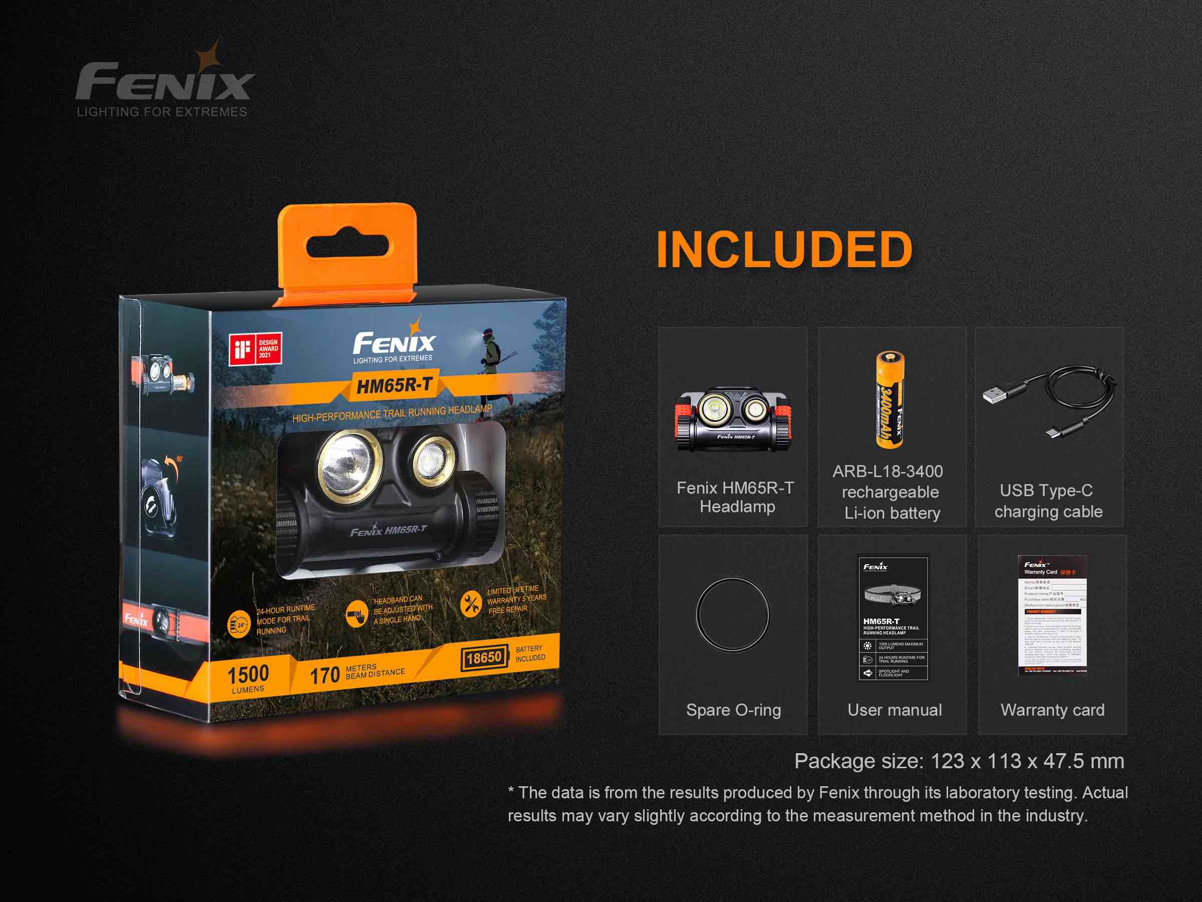 Fenix HM65R-T Rechargeable LED Headlamp for Trail Running, Hiking & Camping - 1400 Lumens, Waterproof Headlight for Outdoor Adventures