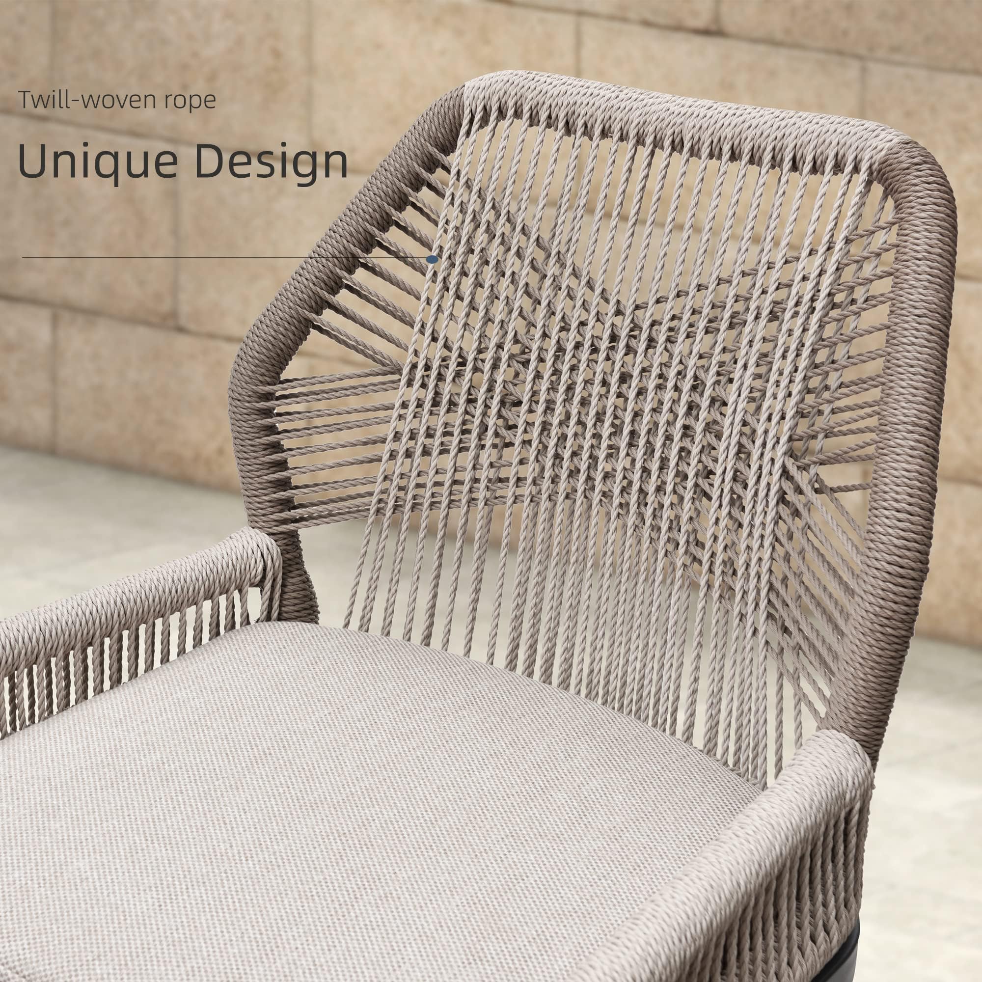 PURPLE LEAF 4-Piece Outdoor Bar Stool Set - Modern Wicker Rattan Barstools with Back, Aluminum Metal Frame - Perfect for Patio, Garden, Poolside & Outdoor Dining Areas