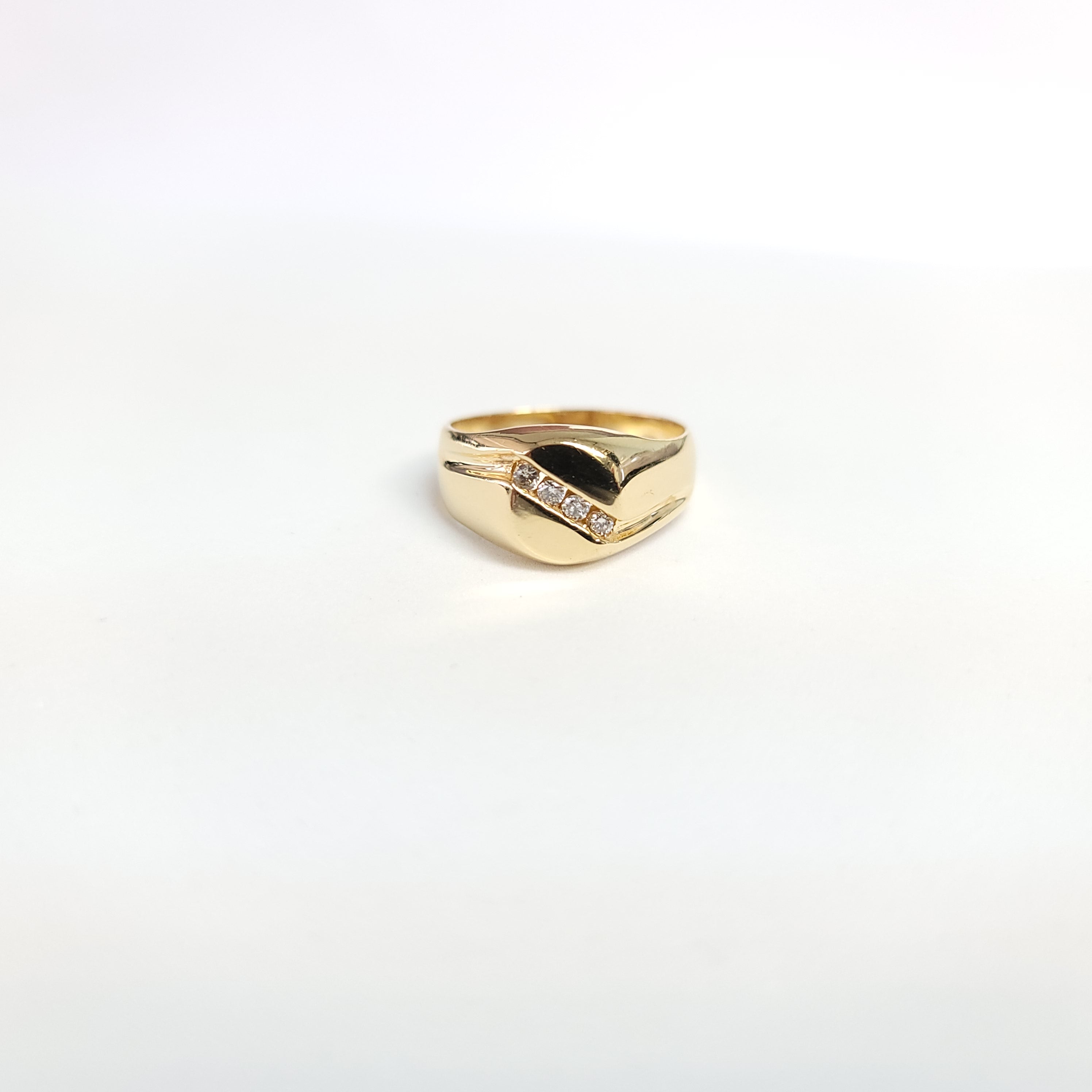 14K Yellow Gold Diagonal Diamond Wedding Ring - 0.10cttw, Elegant Bridal Jewelry for Engagement, Anniversary & Special Occasions