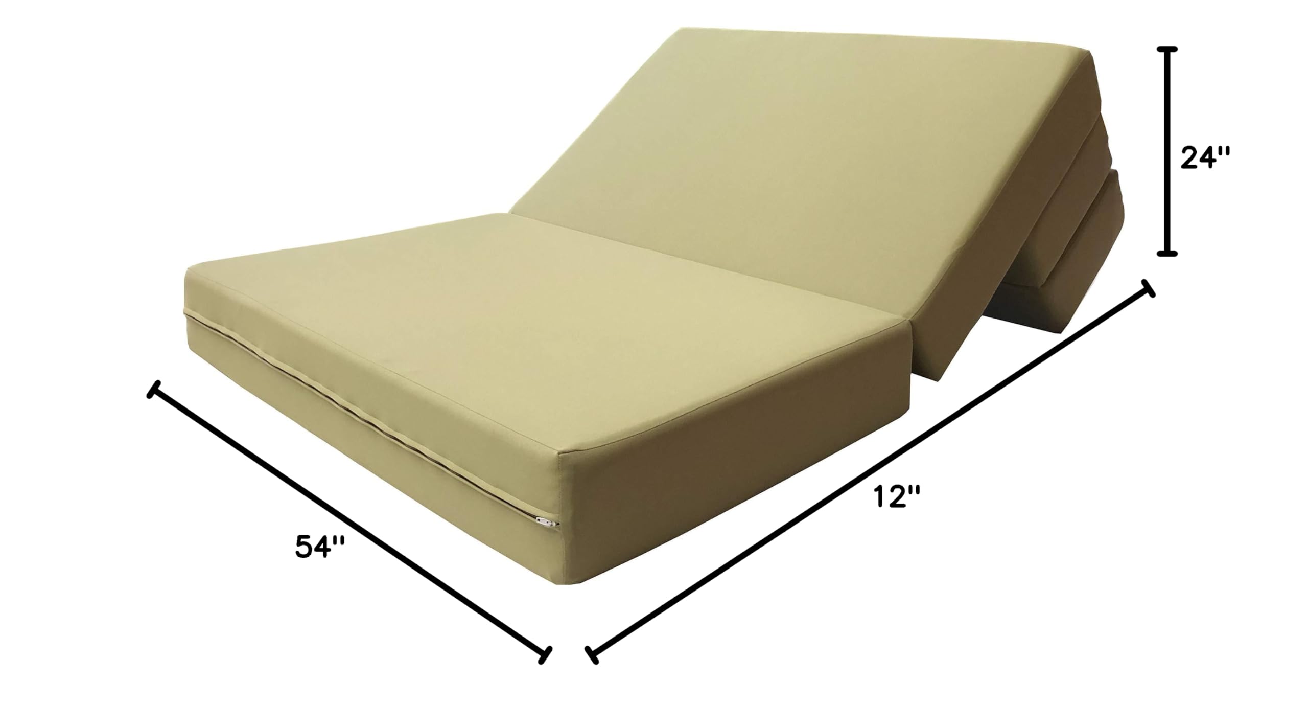 D&D Futon Furniture Folding Foam Mattress - Full Size Tan Convertible Sofa Chair Bed for Guest Room, Small Space & Dorm Use