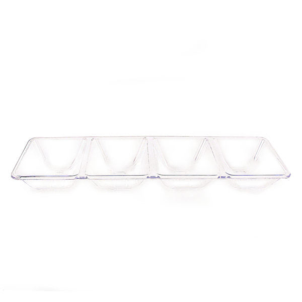 Clear 4-Section Plastic Tray - 2 Pack | Food Storage Organizer for Kitchen, Office, Craft Supplies & Party Serving