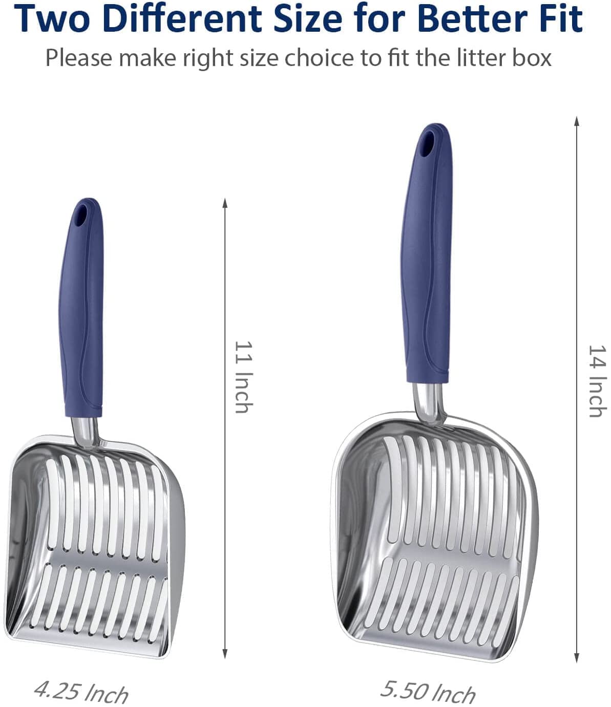 WePet Premium Aluminum Alloy Cat Litter Scoop - Heavy Duty Metal Sifter with Long Handle & Deep Shovel - Durable Poop Scooper for Kitty Litter Box - Perfect for Quick Cleanup & Odor Control