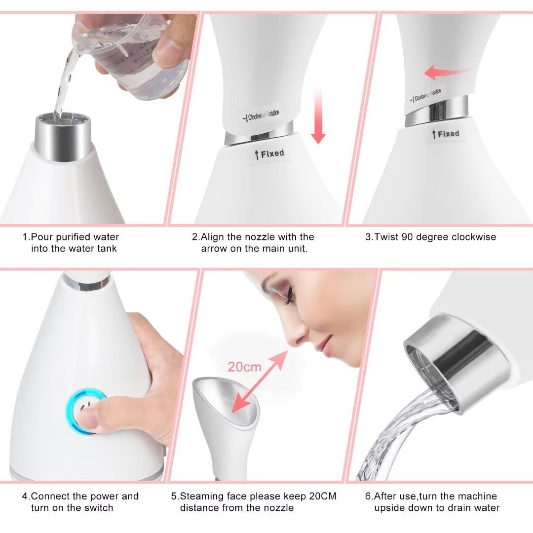 Portable Nano Facial Steamer for Home Spa - Warm Mist Skin Care Device for Acne, Blackhead Removal & Pore Cleansing | Perfect for Relaxation, Sinus Relief & Pre-Mask Treatment